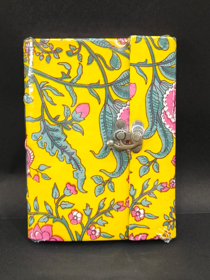 Handcrafted Jaipur Fabric Diary with Metal Clasp | Traditional Block Print Deisgn Diary Journal | Personal Diary and Notebook | 5 * 7 inch
