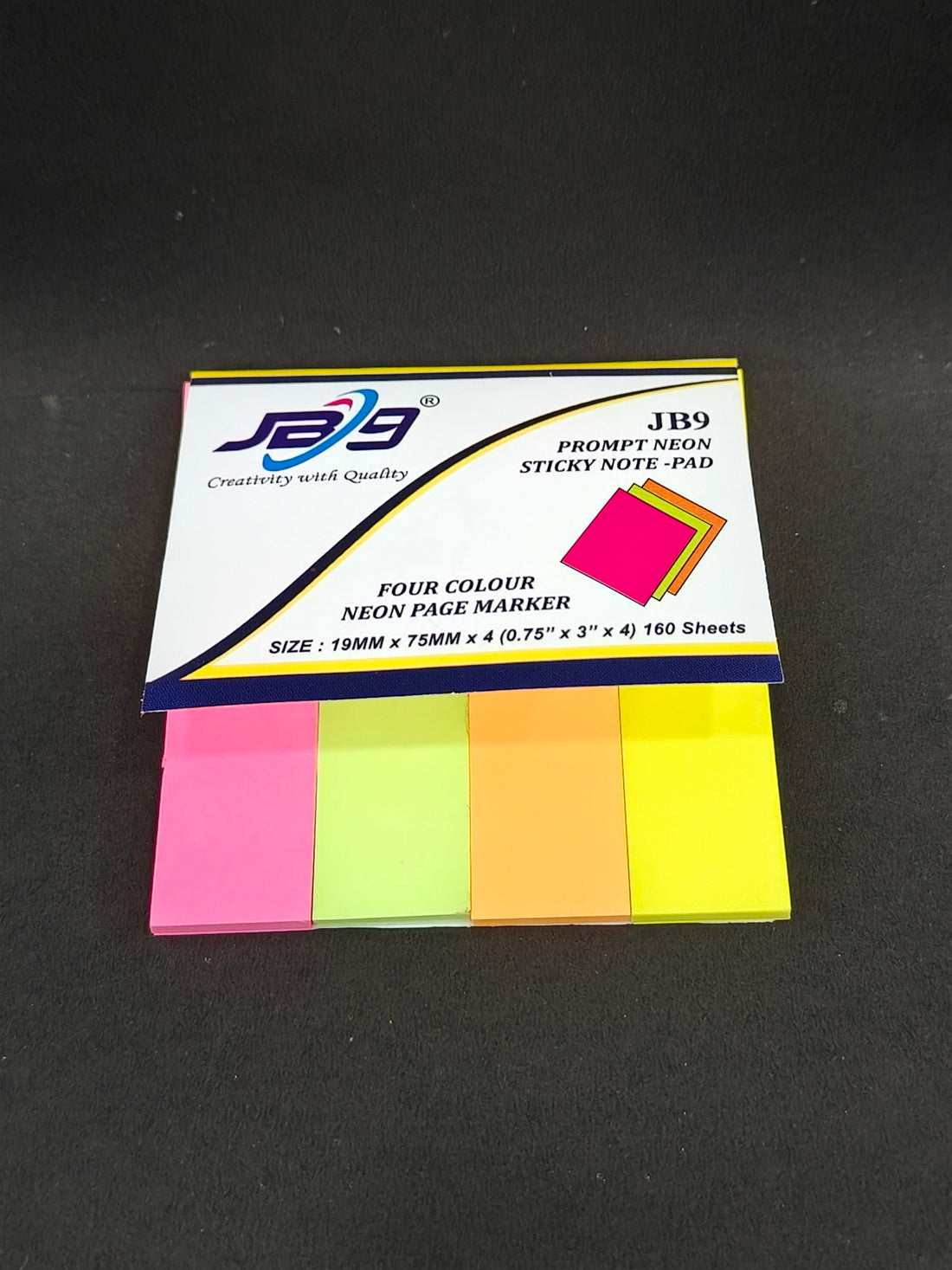 JB9 Sticky Notes | 1.9 x 2.5 cm | 160 Sheets | 0.75" x 3" x 4 Neon Colour Flags | (Pack of 3)