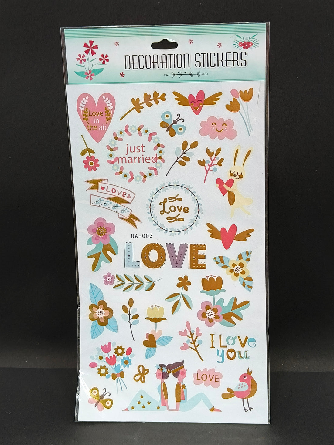 Valentine Theme Scrapbook Stickers for Notebooks, Diary, Journal, Laptop, Mobiles | Girls Multicolored Printed Stickers (Pack of 2)
