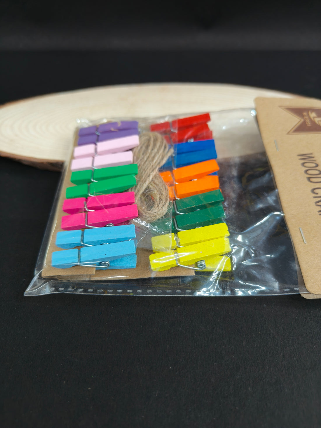 20 Wooden Clips with 1 Rope for Photo Hanging & Home Decoration