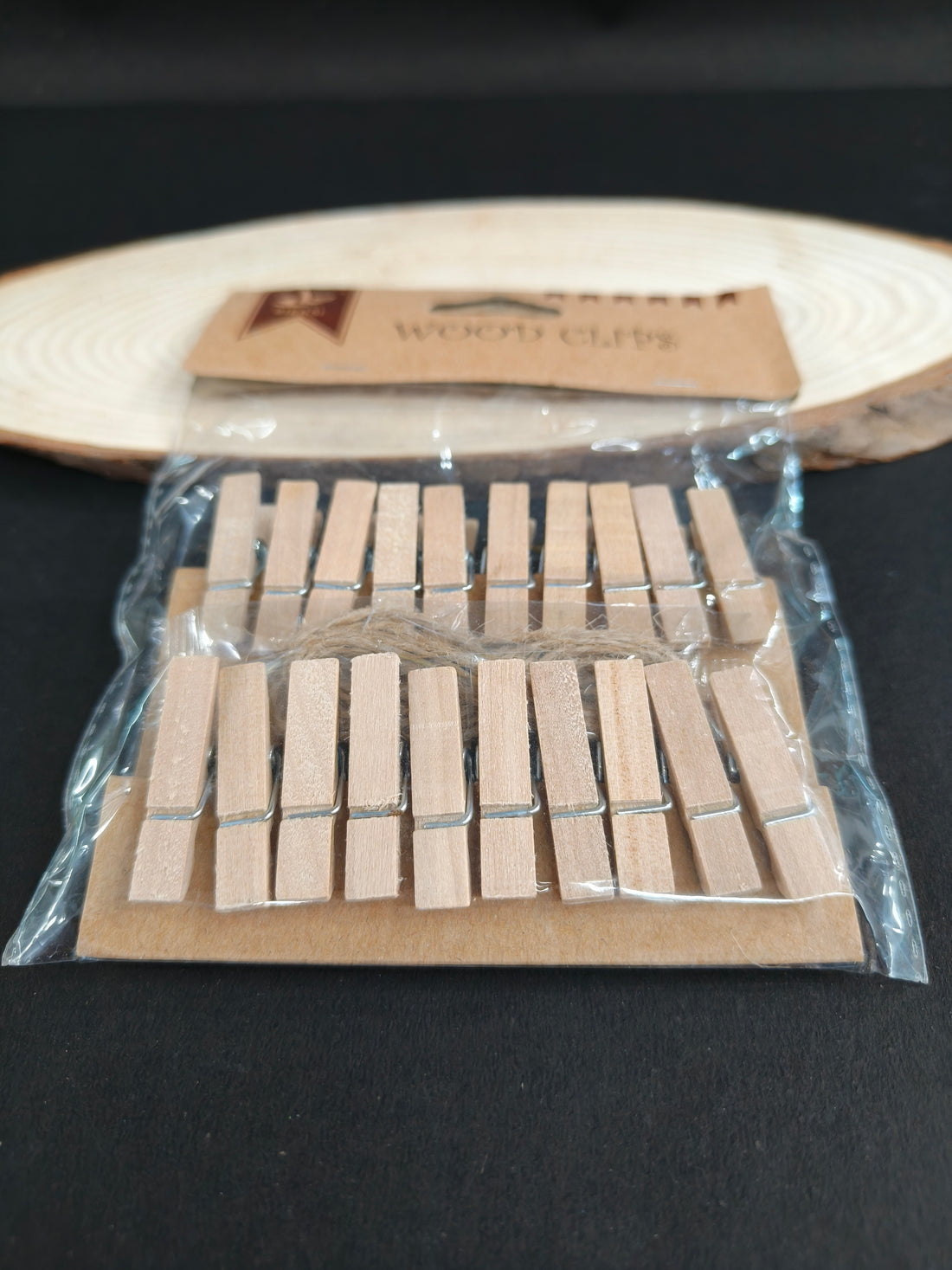 20 Wooden Clips with 1 Rope for Photo Hanging & Home Decoration