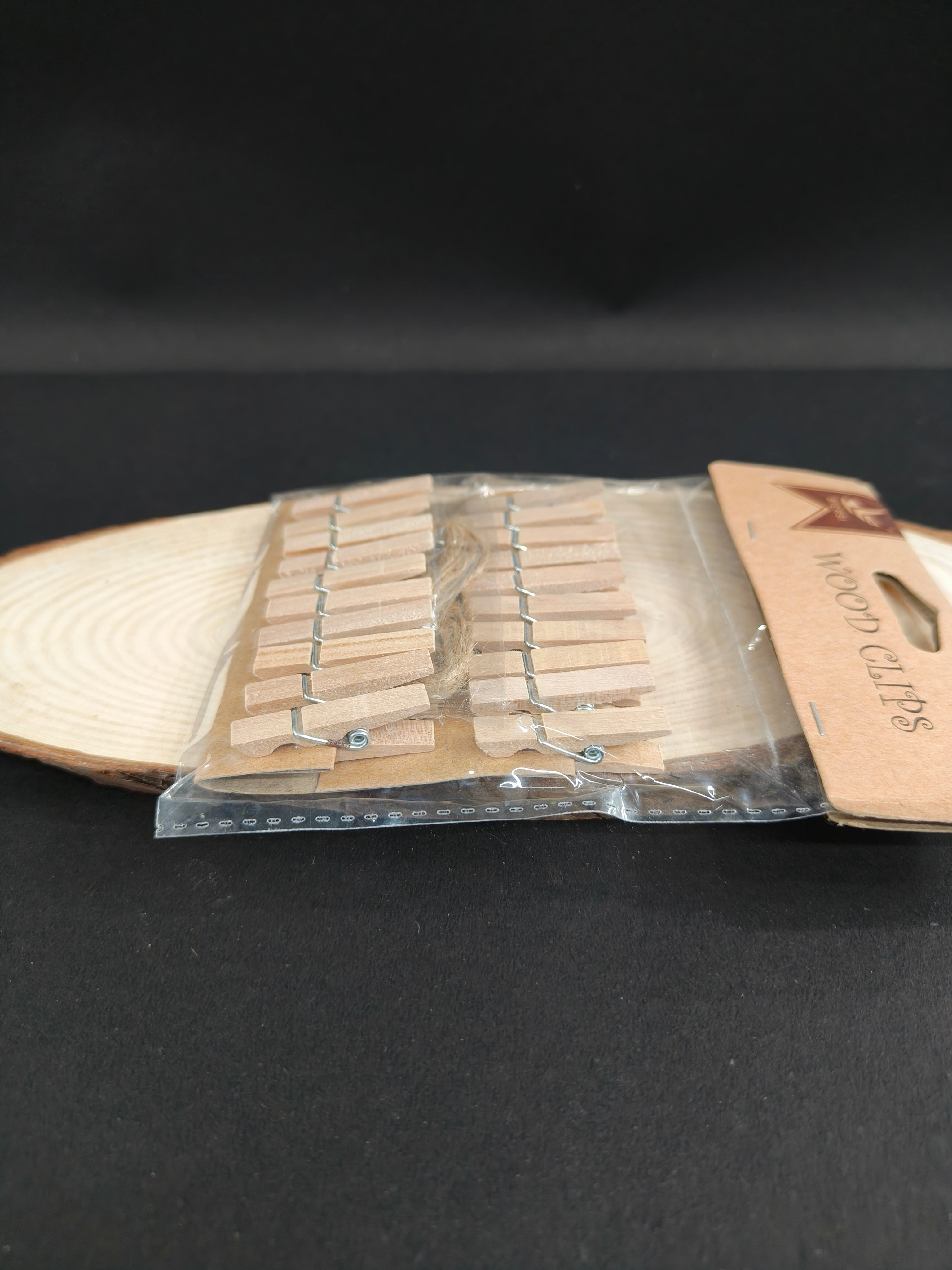 20 Wooden Clips with 1 Rope for Photo Hanging & Home Decoration