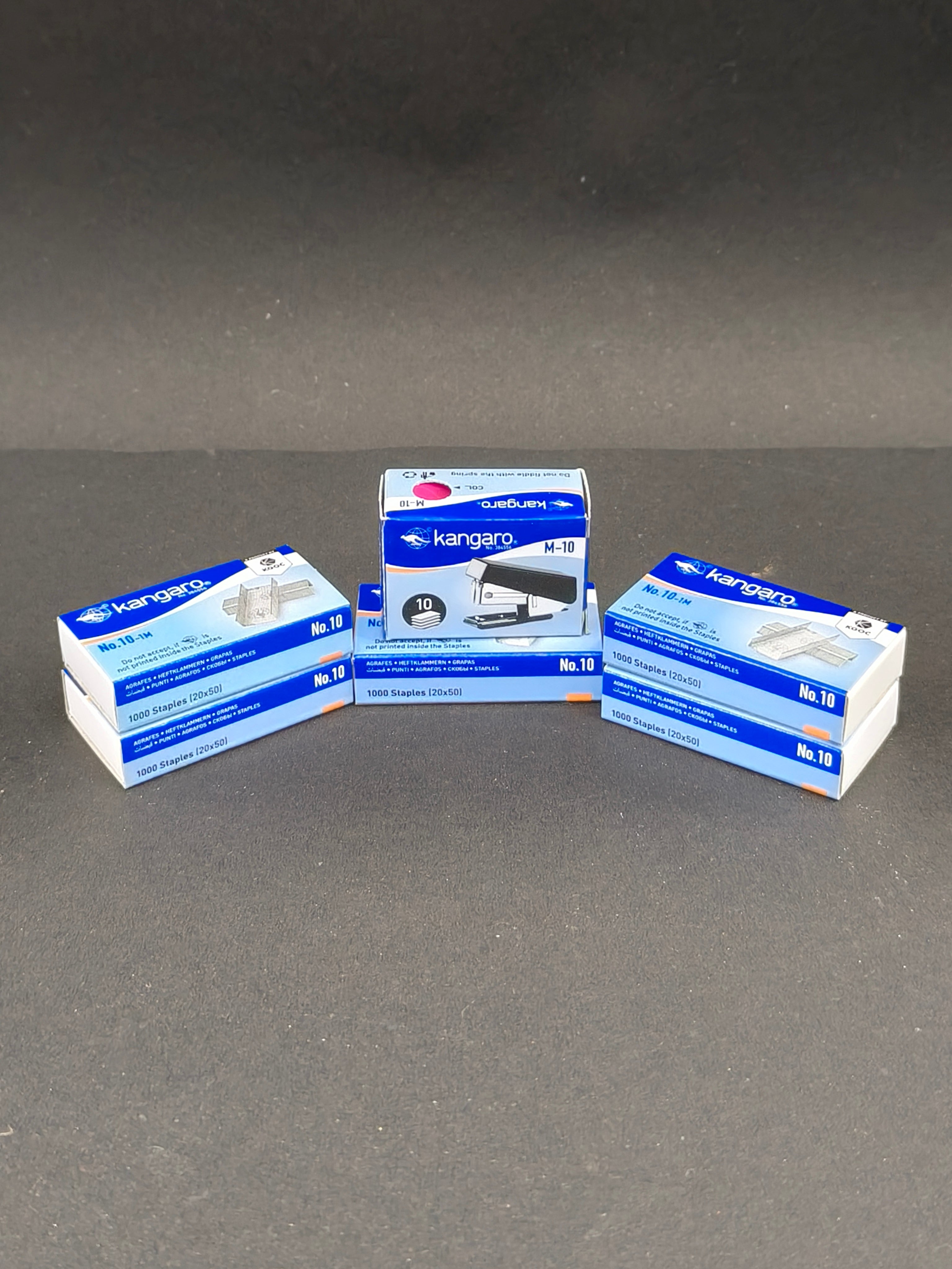Kangaro M-10 Stapler| Portable, Sturdy & Durable | Suitable for 10 Sheets | Perfect for Home, School, Office & Carrying along | Pack of 1 M-10 Stapler with 5 Boxes of Kangaro No. 10 Pins