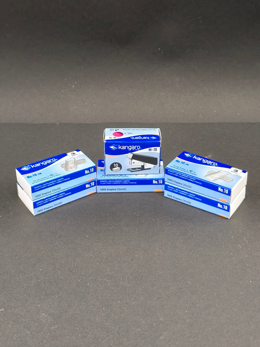 Kangaro M-10 Stapler| Portable, Sturdy & Durable | Suitable for 10 Sheets | Perfect for Home, School, Office & Carrying along | Pack of 1 M-10 Stapler with 5 Boxes of Kangaro No. 10 Pins
