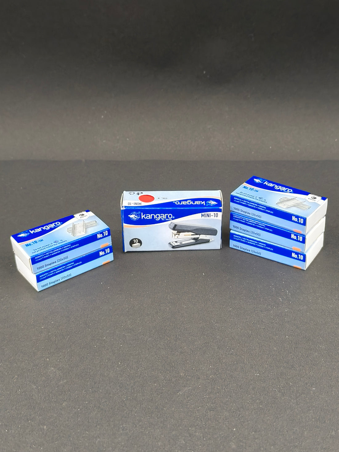 Kangaro Mini 10 Stapler| Portable, Sturdy & Durable | Perfect for Home, School, Office & Carrying along | Pack of 1 Mini 10 Stapler with 5 Boxes of Kangaro No. 10 Pins