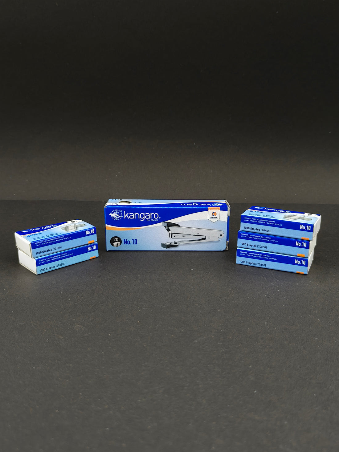 Kangaro No.10 Stapler | Sturdy & Durable | Perfect for Home, School, Office | Pack of No 10 Stapler with 5 Boxes of Kangaro No. 10 Pins
