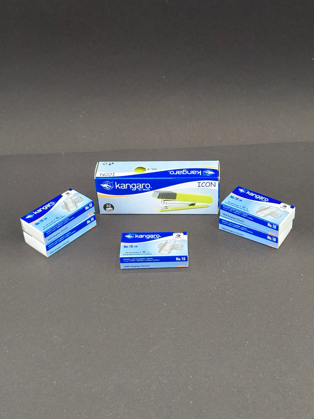 Kangaro Icon Stapler| Sturdy & Durable | Suitable for 20 Sheets | Perfect for Home, School and Office  | Pack of 1 Icon Stapler with 5 Boxes of Kangaro No. 10 Pins