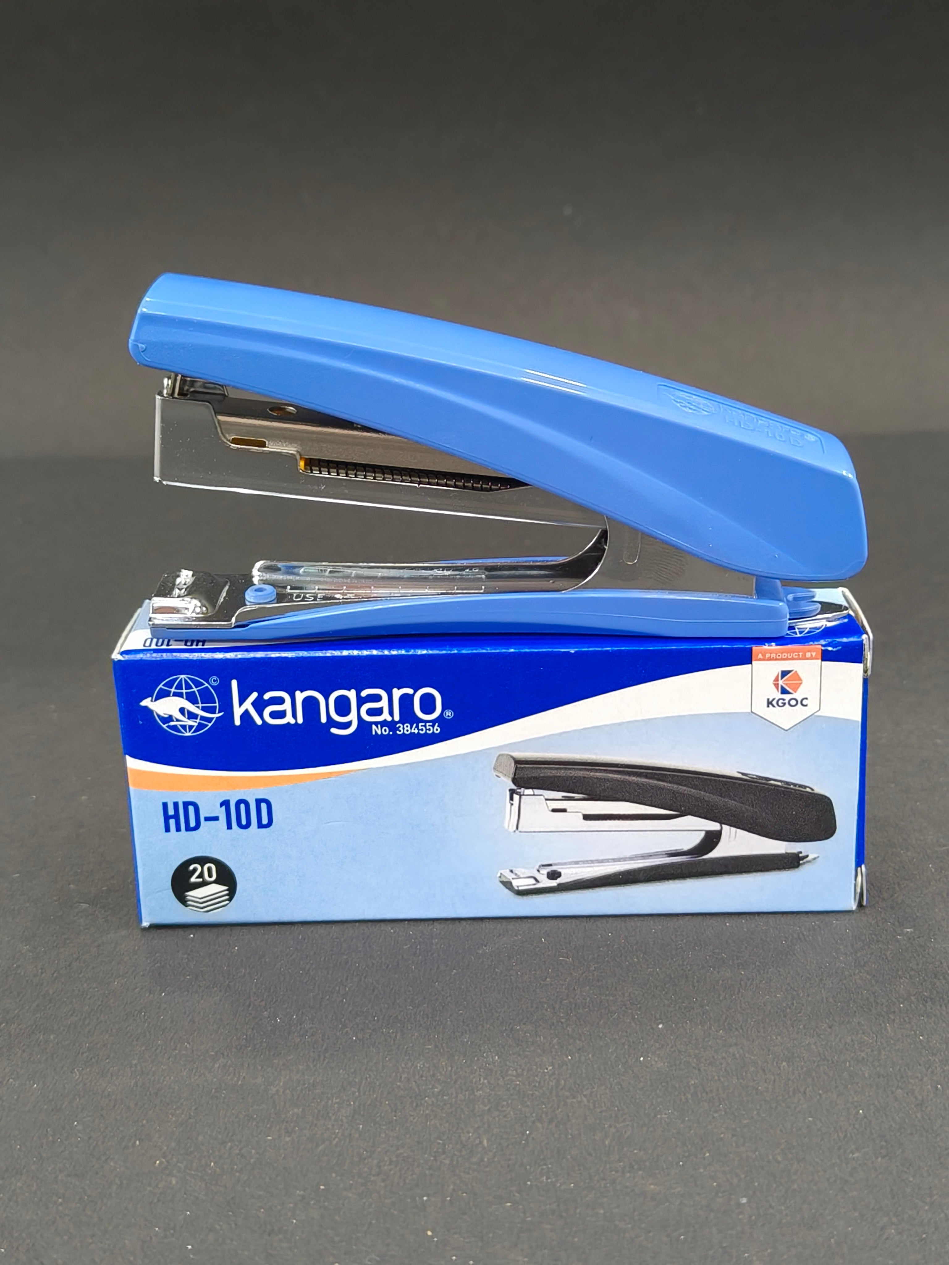 Kangaro Desk Essentials HD-10D & 10/1M Staples Combo | Standard Stapler with Quick Loading Mechanism | Sturdy & Durable for Long Time Use | Pack of 1 HD-10D Stapler with 5 Boxes of Kangaro No. 10 Pins