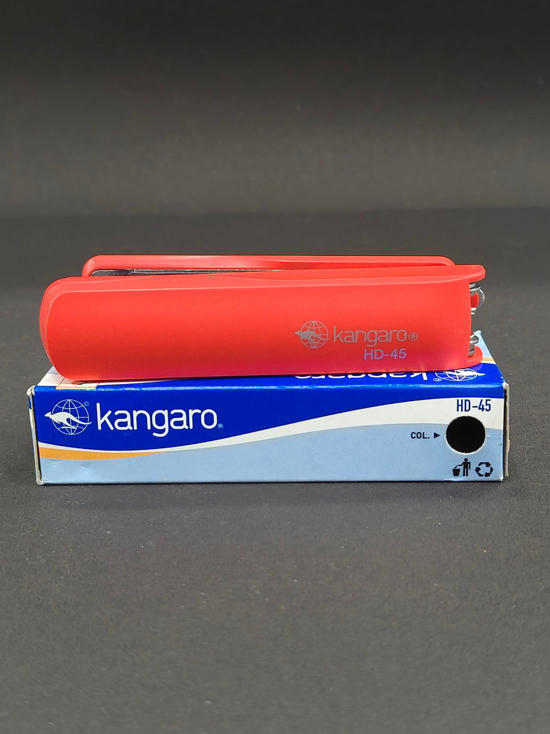 Kangaro HD-45 Stapler | Standard Stapler with Quick Loading Mechanism | Sturdy & Durable for Long Time Use | Pack of 1 HD-45 Stapler with 5 Boxes of Kangaro 24/6 Pins