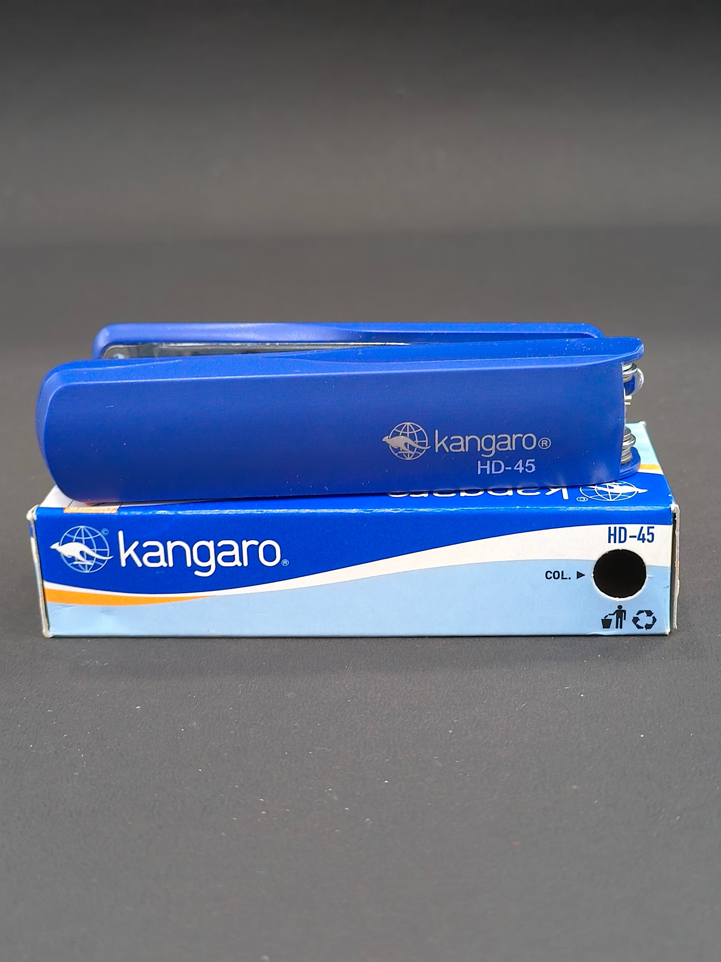 Kangaro HD-45 Stapler | Standard Stapler with Quick Loading Mechanism | Sturdy & Durable for Long Time Use | Pack of 1 HD-45 Stapler with 5 Boxes of Kangaro 24/6 Pins