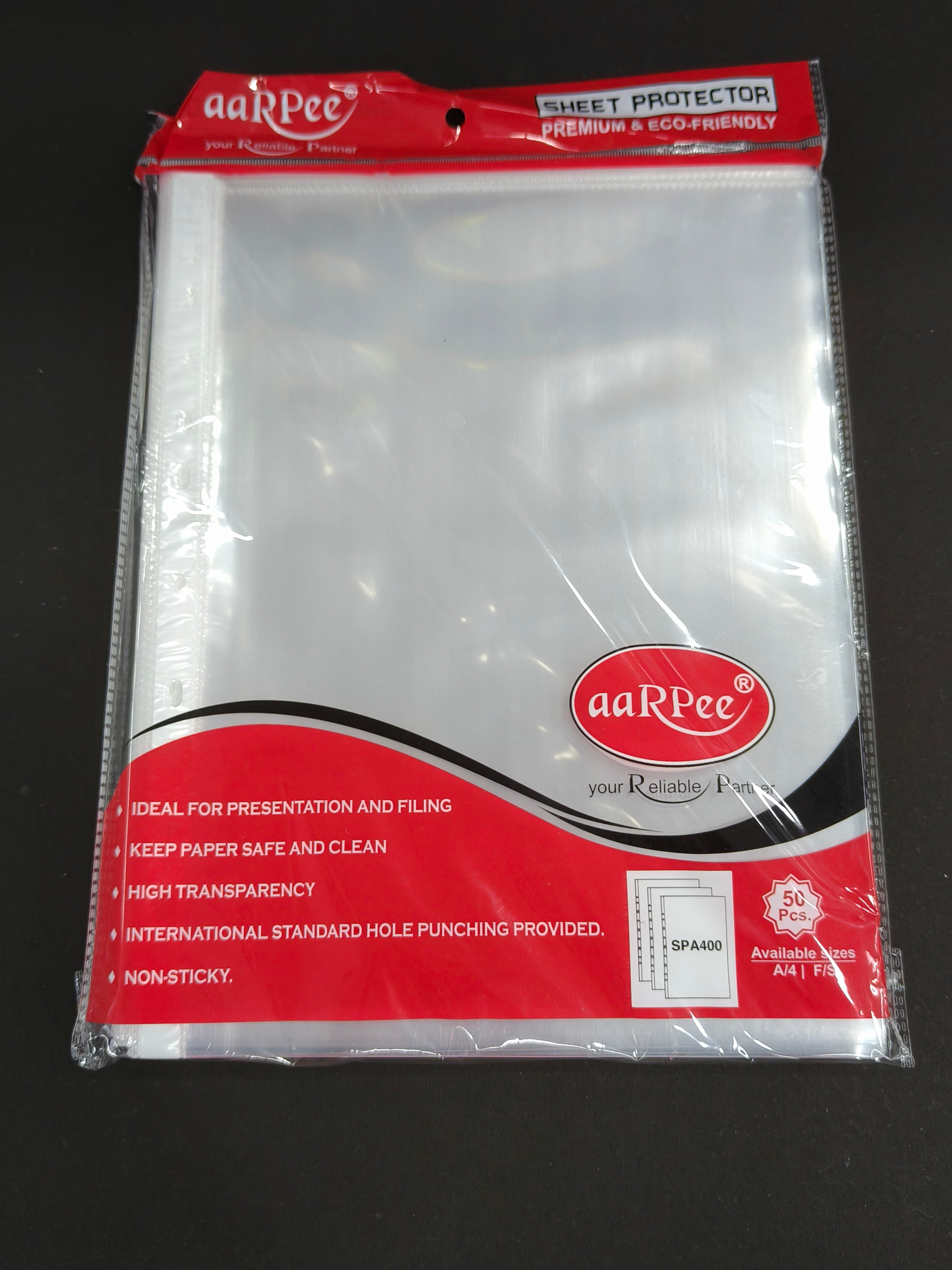 aaRPee Sheet Protector | Multipurpose File Folder | Legal / A4 Size | 400 Micron Thickness | Transparent Document Sleeves with 11 Punch Holes | Pack of 50 Pieces