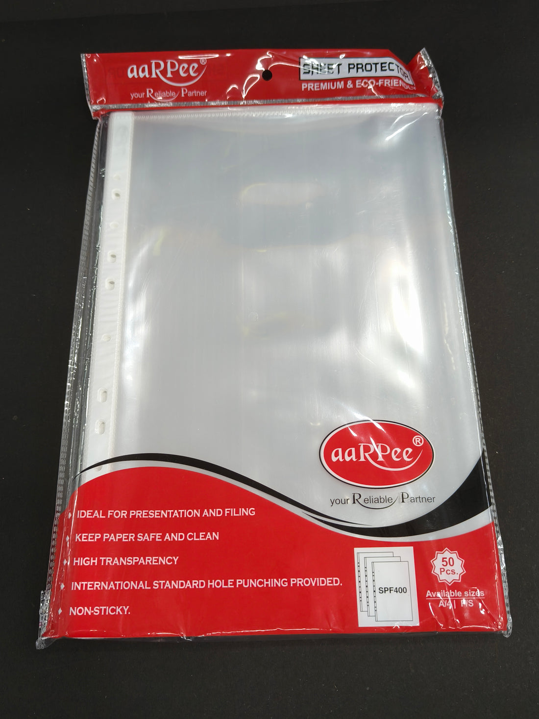 aaRPee Sheet Protector | Multipurpose File Folder | Legal / A4 Size | 400 Micron Thickness | Transparent Document Sleeves with 11 Punch Holes | Pack of 50 Pieces