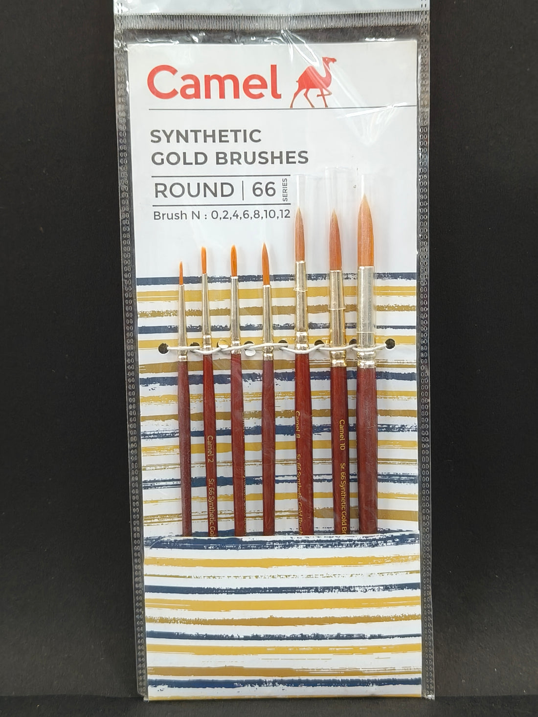 Camel Paint Brush Series 66 - Round Synthetic Gold, Set of 7