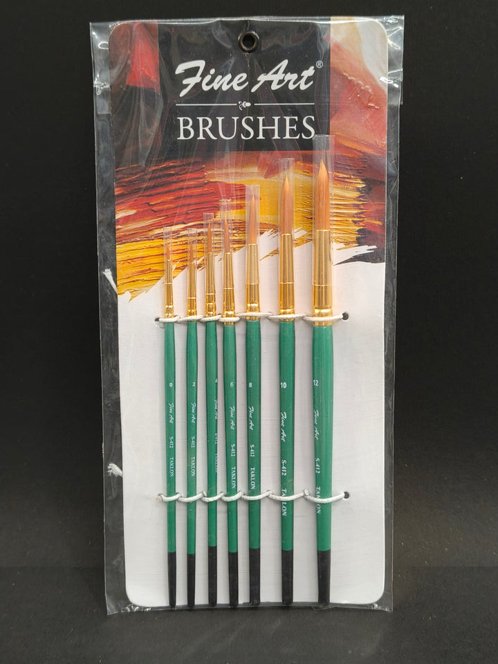 Pidilite Fevicryl Fine Art Synthetic Taklon Round Brush | Set of 7 Paint Brush Set for Painting with Acrylic, Watercolours, Oil Colours (Size: 0, 2, 4, 6, 8, 10, 12)