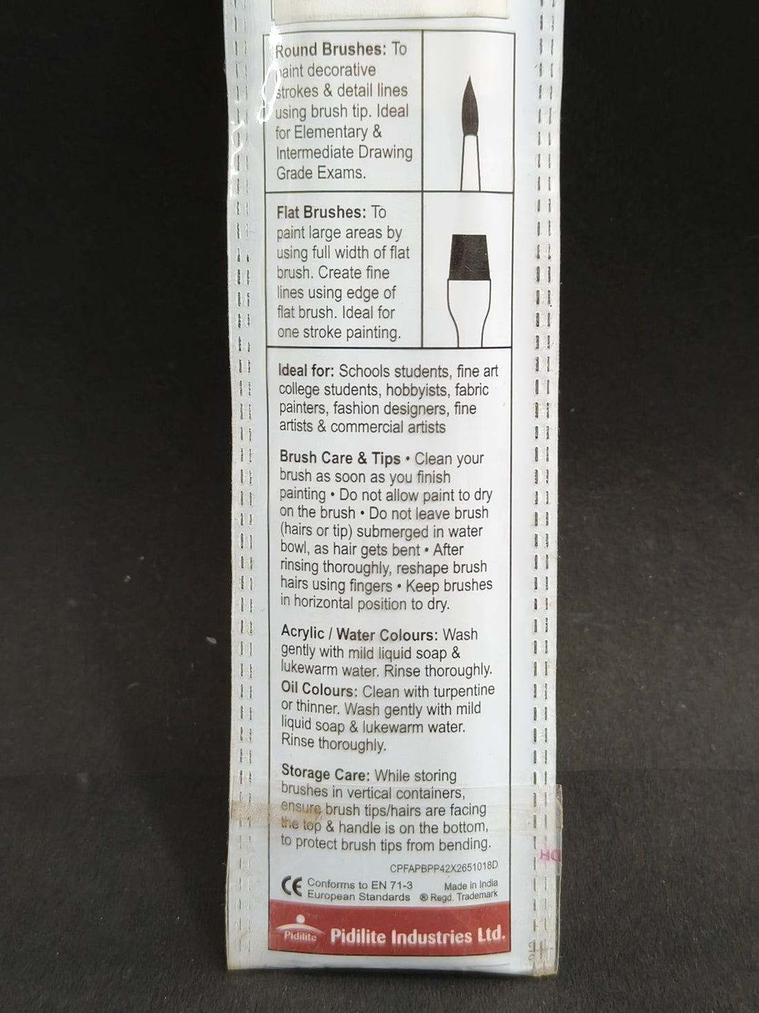 Pidilite Fevicryl Fine Art Synthetic Taklon Flat Brush Set of 4 | Paint Brush Set for Painting with Acrylic, Watercolours, Oil Colours, (Sizes - 1, 2, 4, 6)