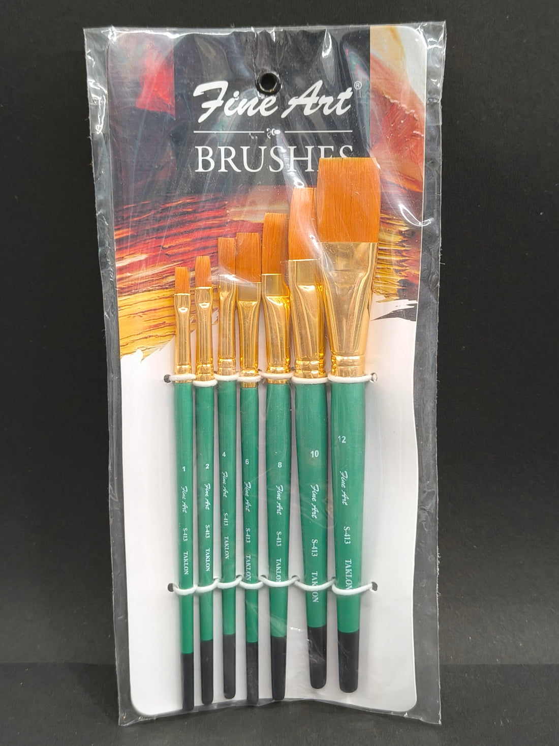 Pidilite Fevicryl Fine Art Synthetic Taklon Flat Brush Set of 7 | Paint Brush Set for Painting with Acrylic, Watercolours, Oil Colours, (Sizes - 1, 2, 4, 6, 8, 10, 12)