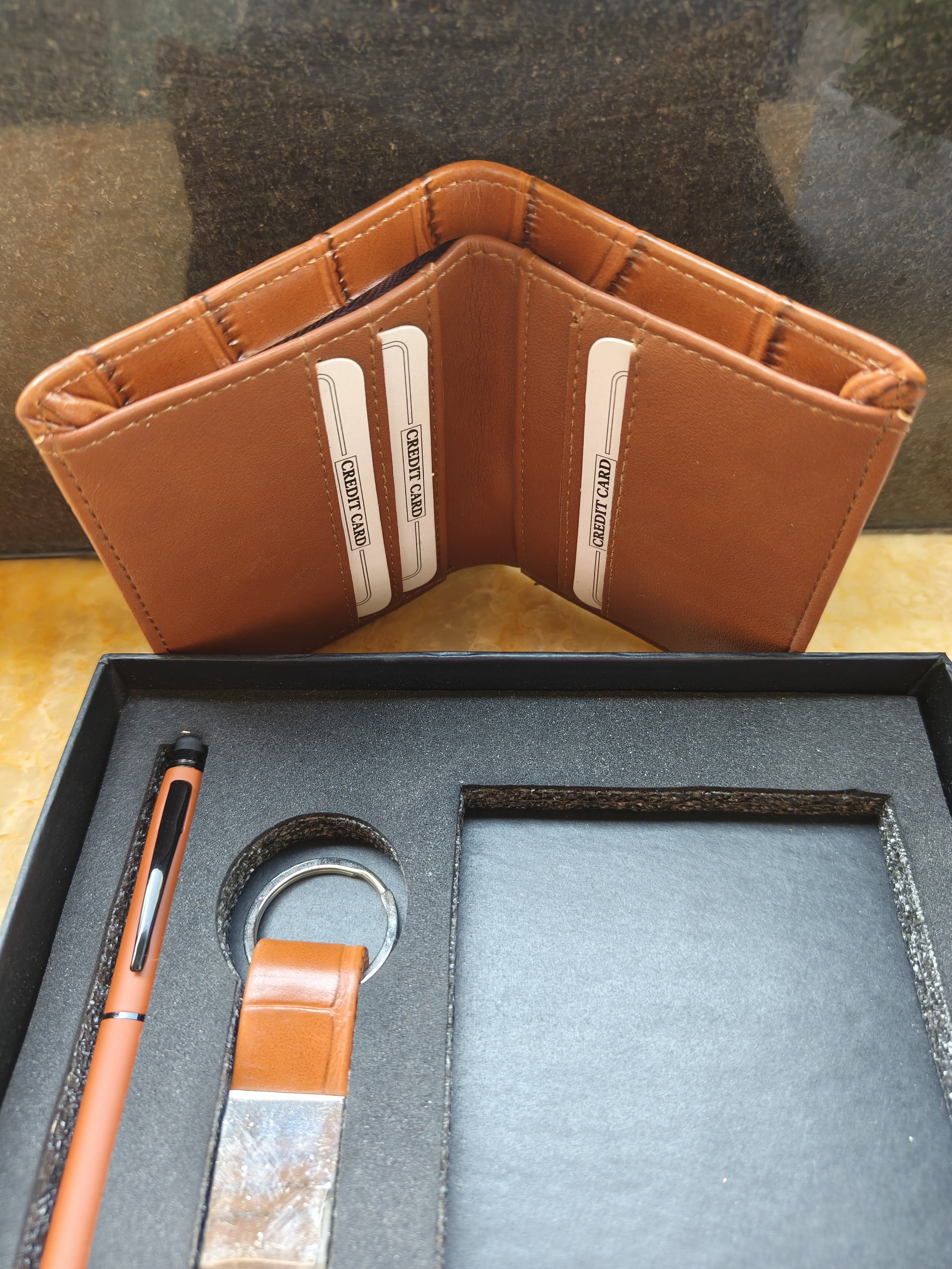Wallet Gift Set for Men | Leather Wallet, Pen & Keychain Combo | Name Personalisation and Charm can be Added | Premium Gifting Set for Birthday, Anniversary, Rakhi & Special Occasions