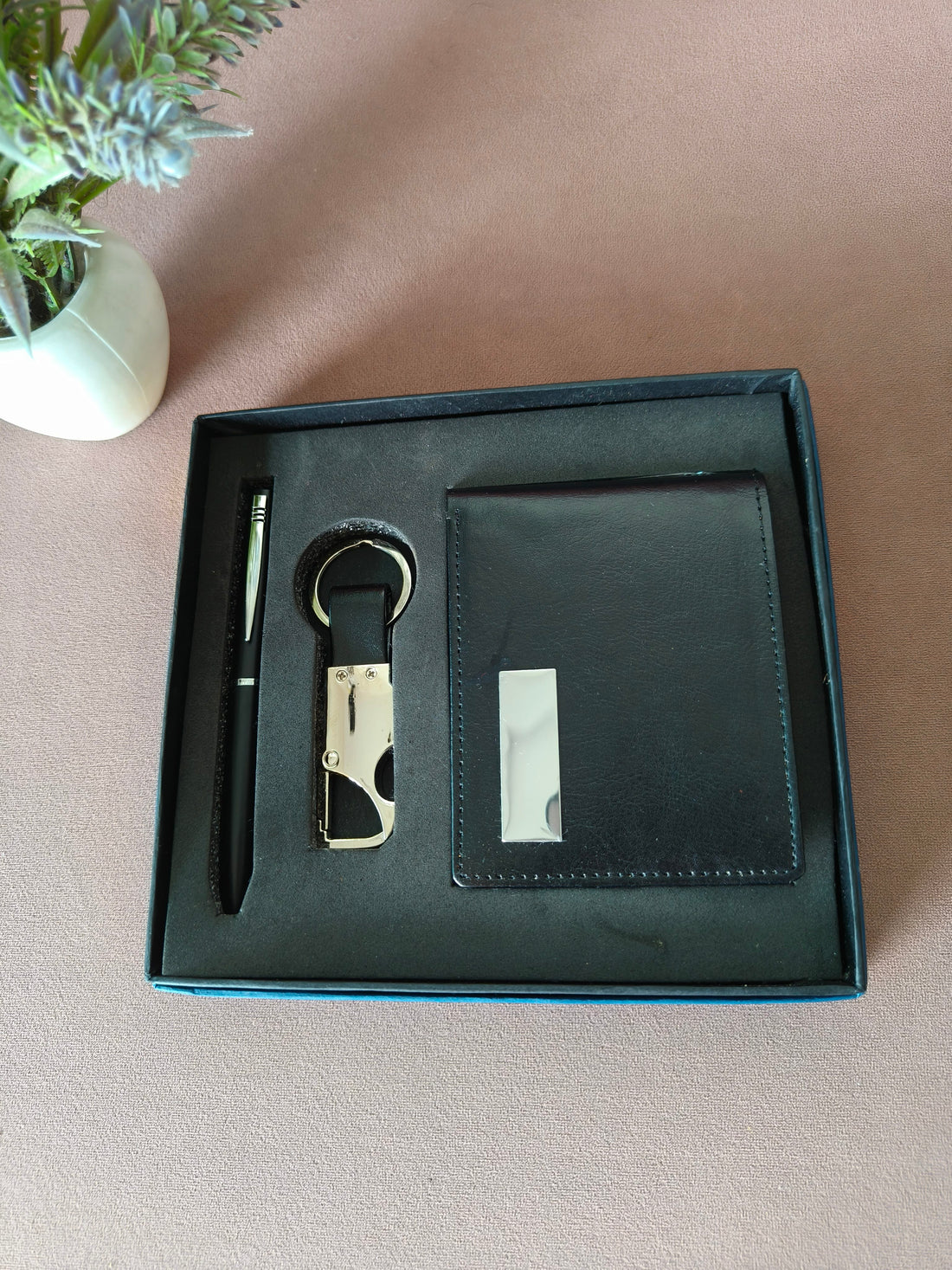 Wallet, Keychain & Pen Combo Gift Set for Men | Personalized Gifting Set | Premium Gifting Set for Birthday, Anniversary, Father's Day or Special Occassion