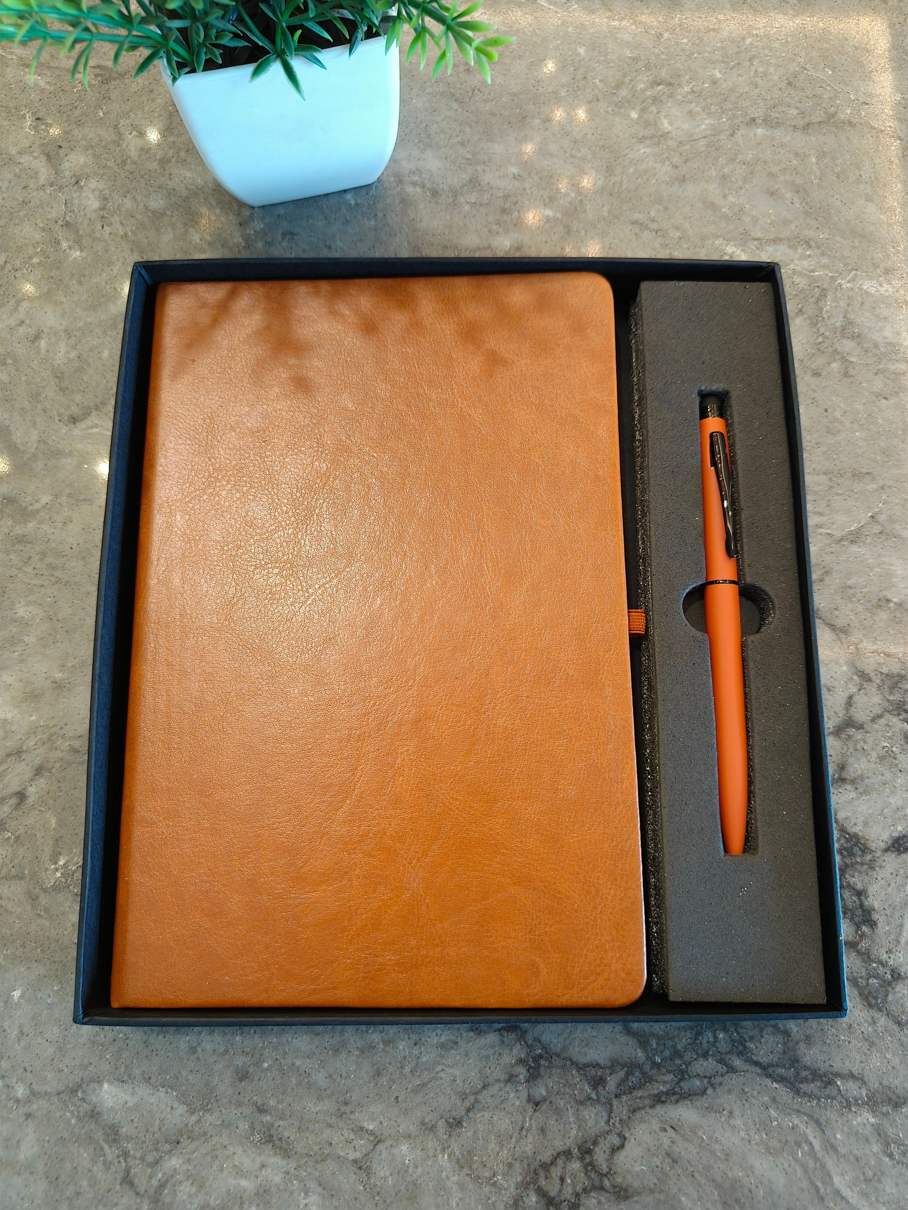 2 in 1 Office Gift Set of Pen and Notebook Diary with Personalized Name Engraving Option | A Gift for all Corporate and Personal Occasions