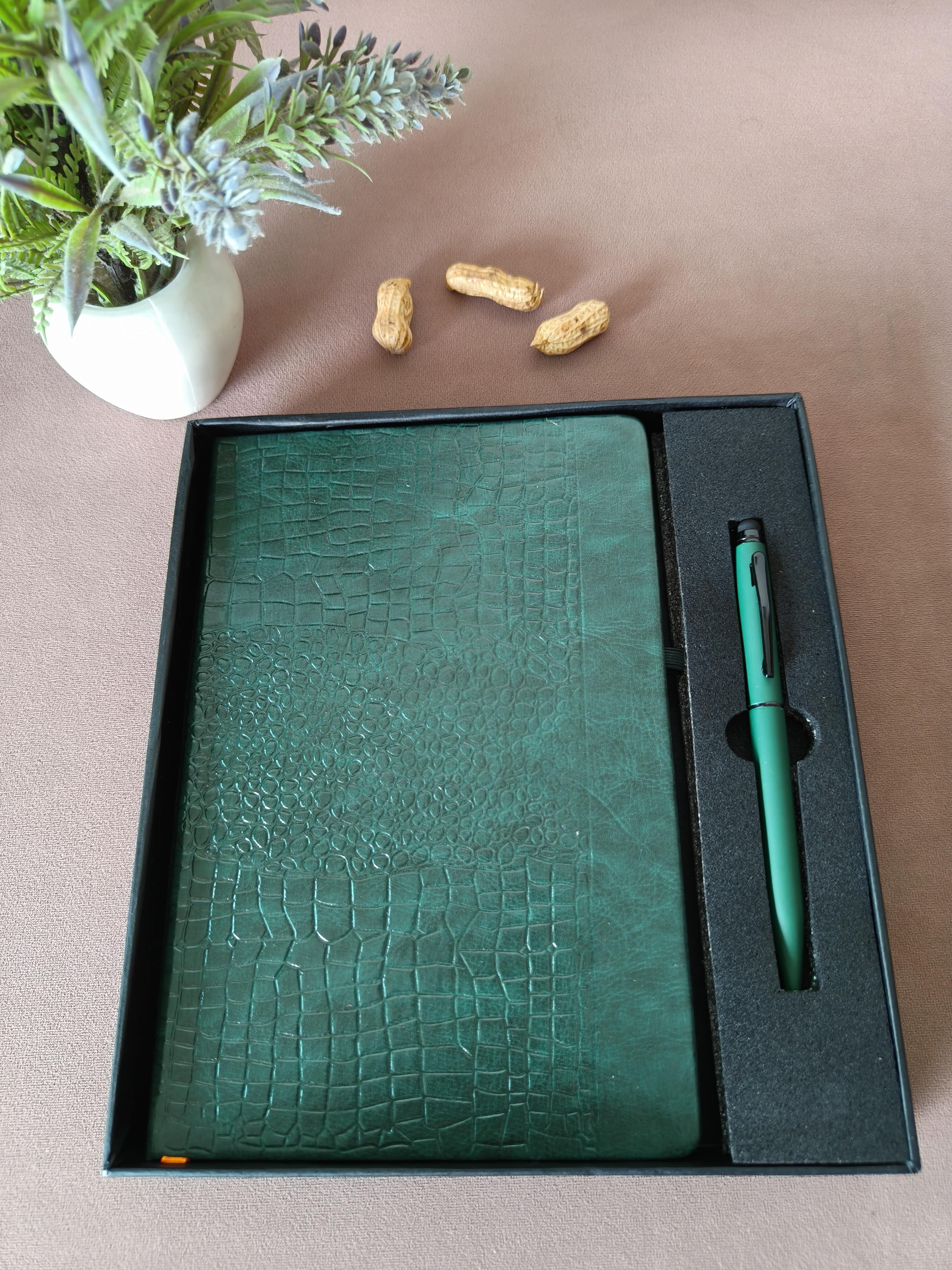 Diary & Pen Gift Set | Customized on Diary & Pen Possible | Diary Notebook and Roller Metal Pen with Stylus | Gift set with Box | Ideal for Corporate, Office, Birthday & Anniversary Gift