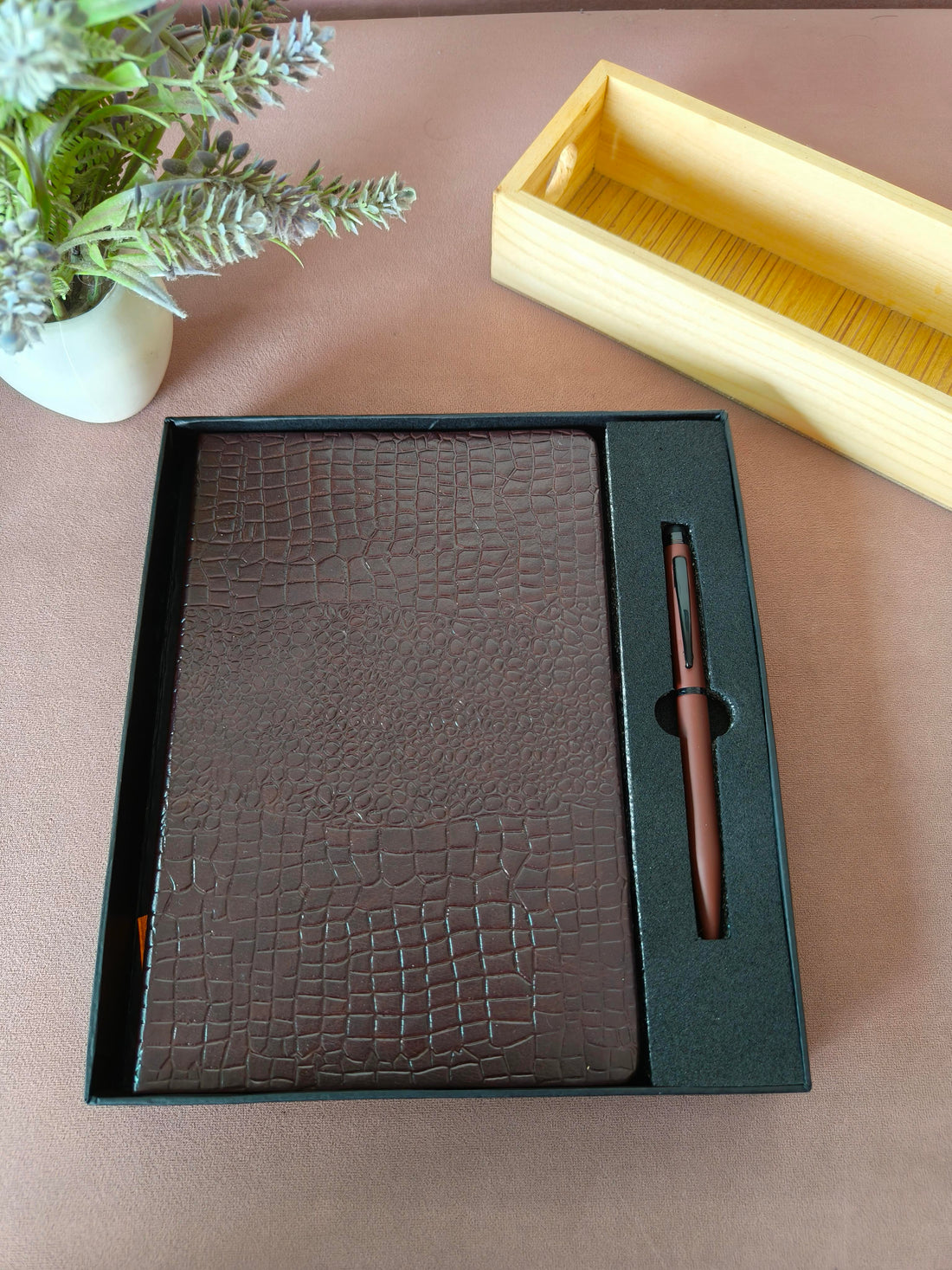 Diary & Pen Gift Set | Customized on Diary & Pen Possible | Diary Notebook and Roller Metal Pen with Stylus | Gift set with Box | Ideal for Corporate, Office, Birthday & Anniversary Gift
