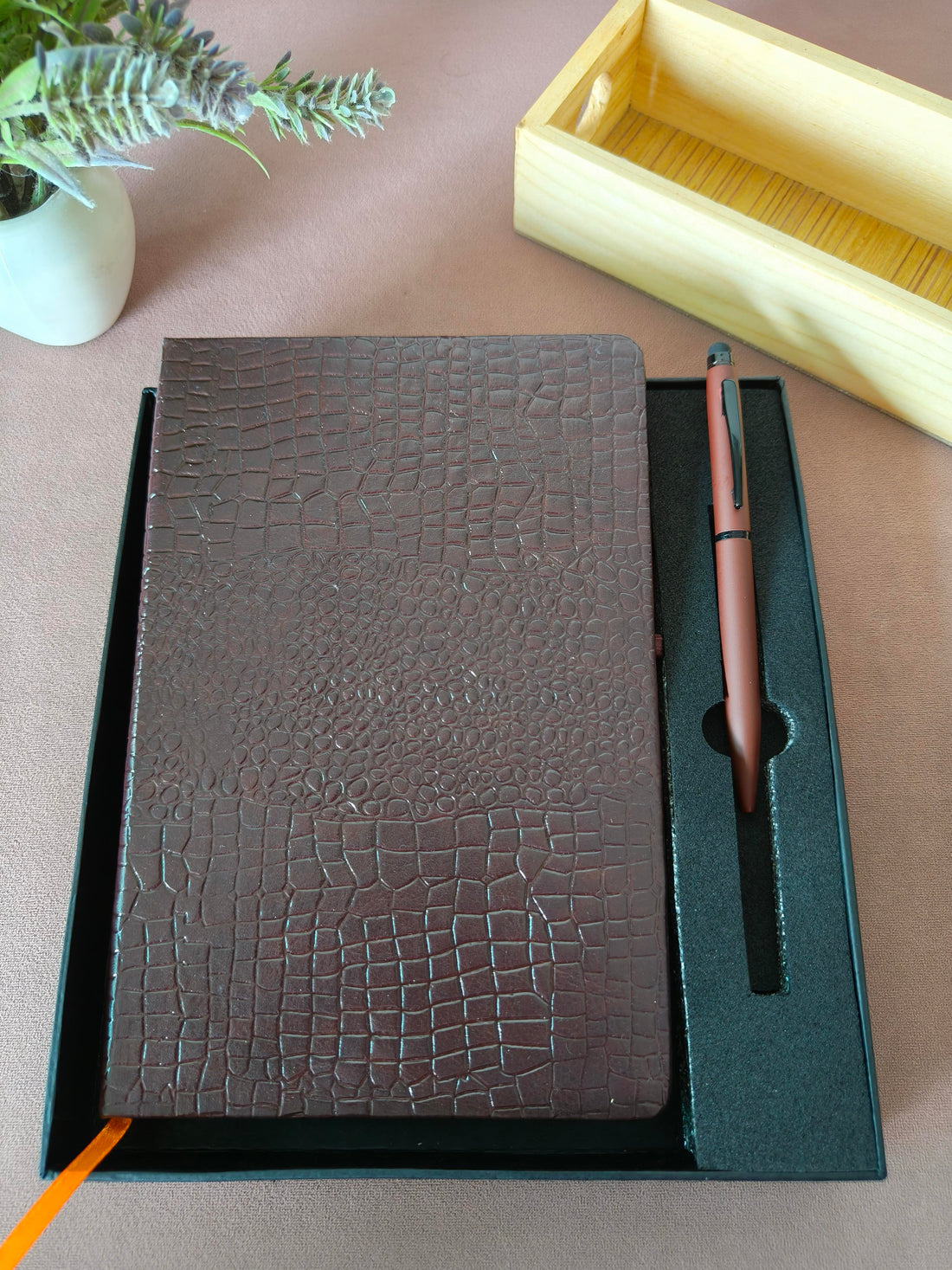 Diary & Pen Gift Set | Customized on Diary & Pen Possible | Diary Notebook and Roller Metal Pen with Stylus | Gift set with Box | Ideal for Corporate, Office, Birthday & Anniversary Gift