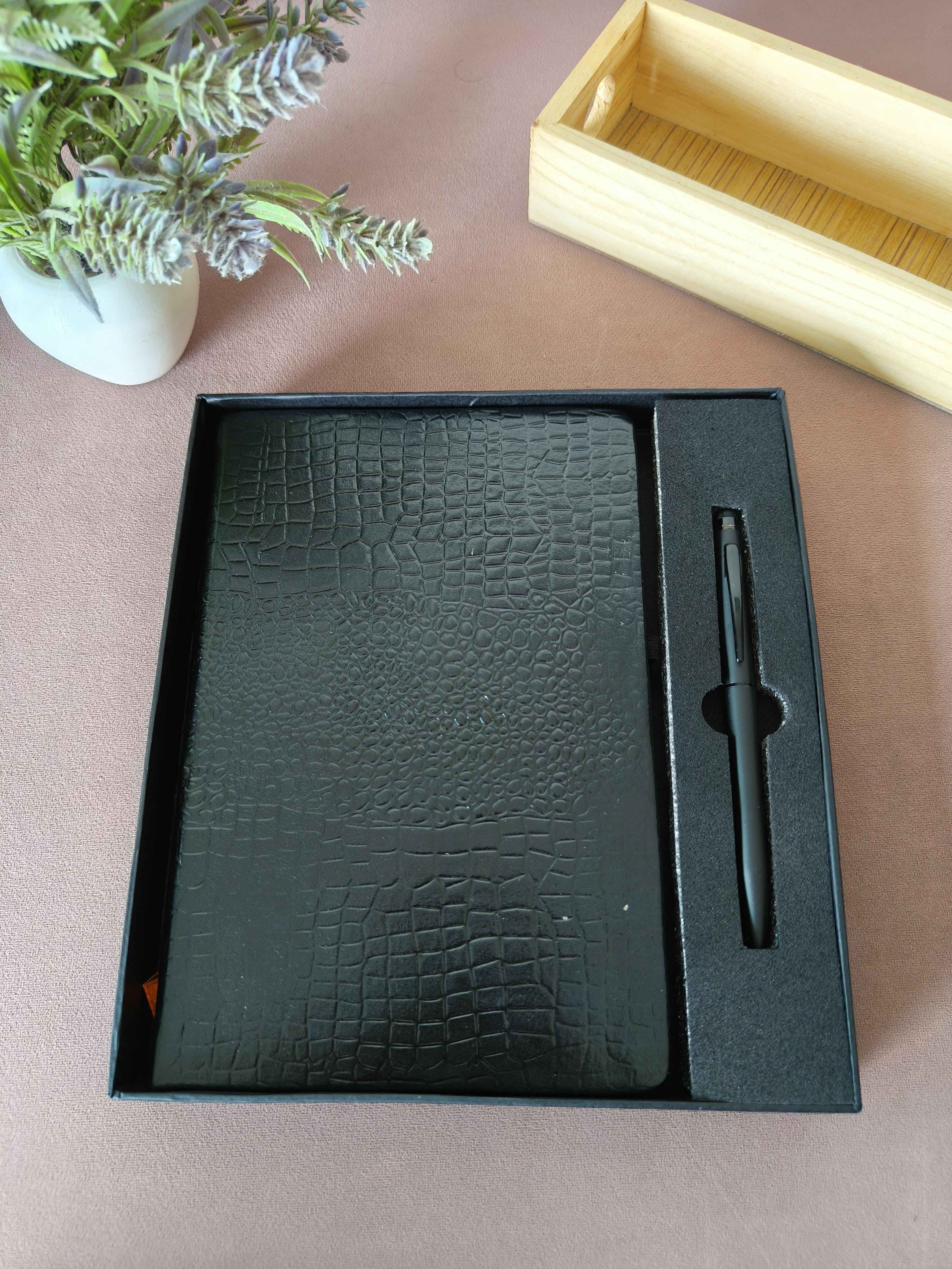 Diary & Pen Gift Set | Customized on Diary & Pen Possible | Diary Notebook and Roller Metal Pen with Stylus | Gift set with Box | Ideal for Corporate, Office, Birthday & Anniversary Gift