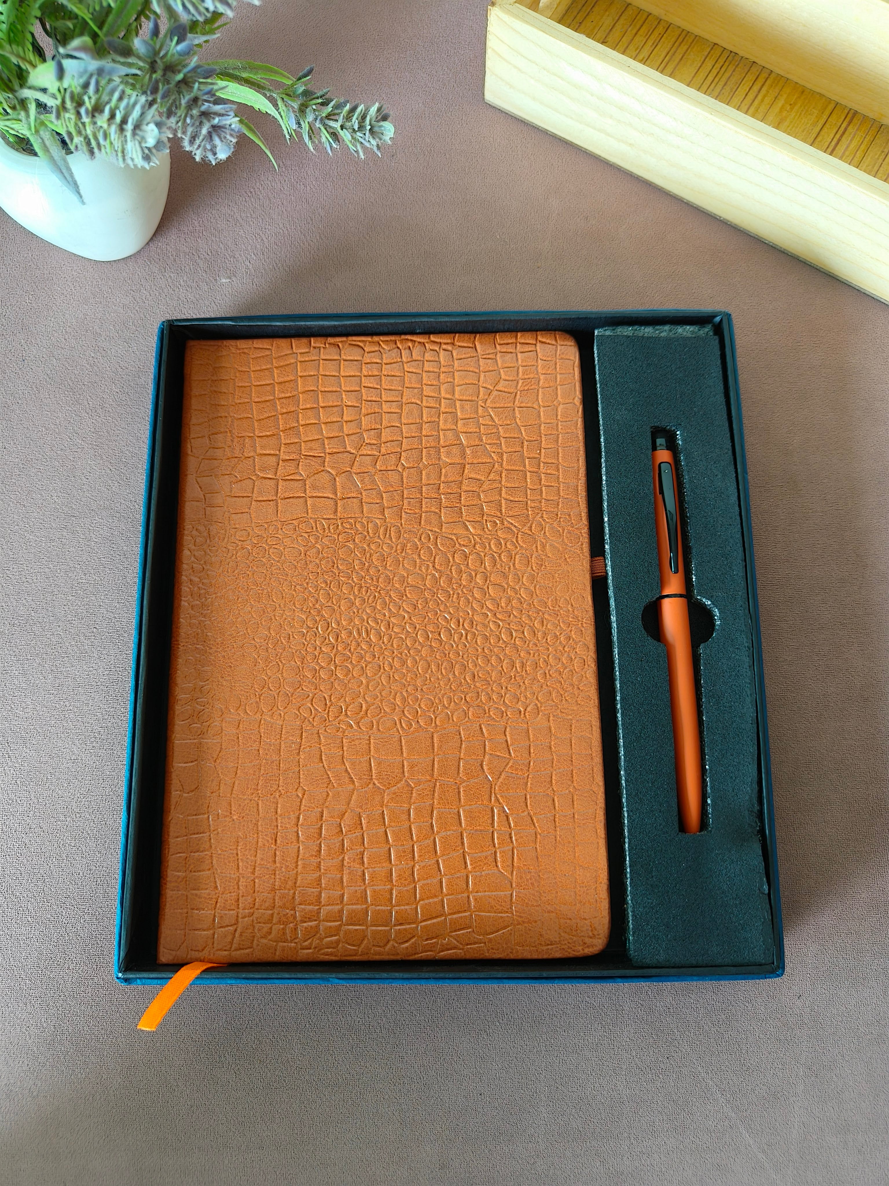 Diary & Pen Gift Set | Customized on Diary & Pen Possible | Diary Notebook and Roller Metal Pen with Stylus | Gift set with Box | Ideal for Corporate, Office, Birthday & Anniversary Gift