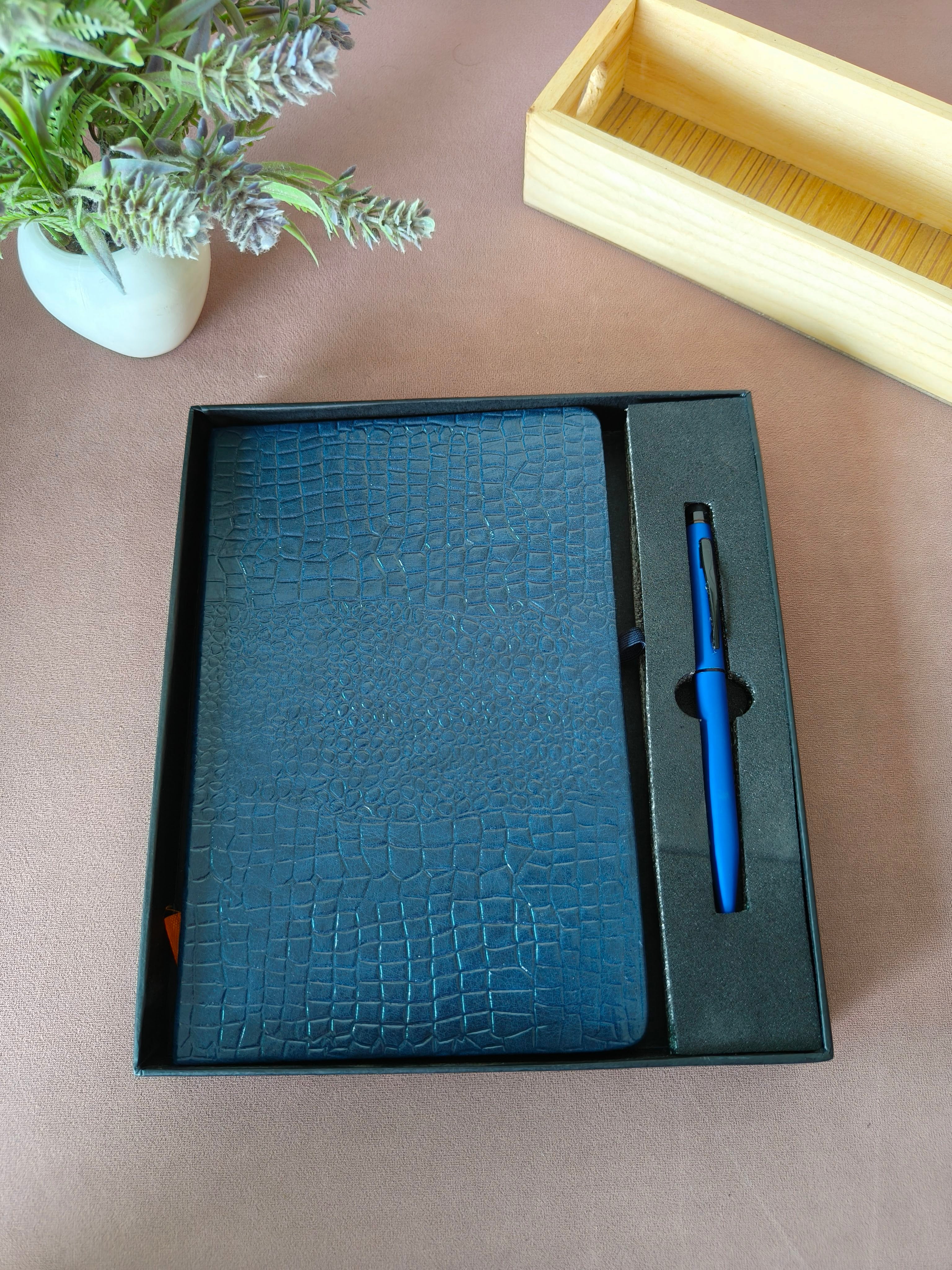 Diary & Pen Gift Set | Customized on Diary & Pen Possible | Diary Notebook and Roller Metal Pen with Stylus | Gift set with Box | Ideal for Corporate, Office, Birthday & Anniversary Gift