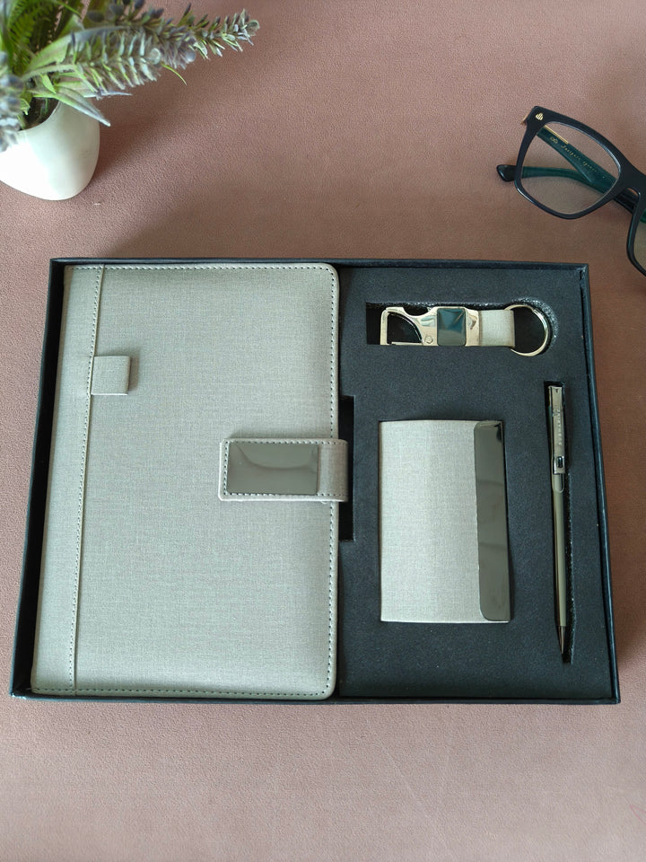 Premium 4-in-1 Personalized Diary Notebook with Metal Pen, Card Holder and Keychain | Gift Set for Men and Women | Personalised Gift Option | Premium Gifting Set for Birthday, Anniversary, Festivals & Special Occasions