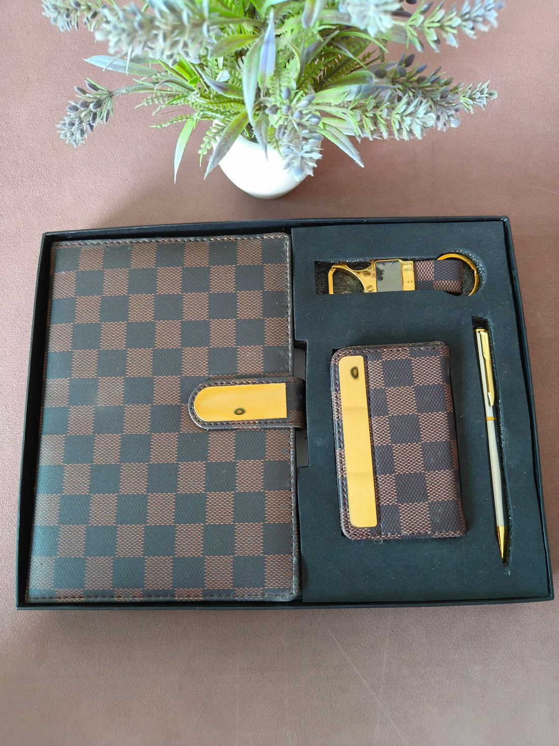 Premium 4-in-1 Personalized Diary Notebook with Metal Pen, Card Holder and Keychain | Gift Set for Men and Women | Personalised Gift Option for Husband, Father, Brother, Friends, Boss, Employee on Special Occassion