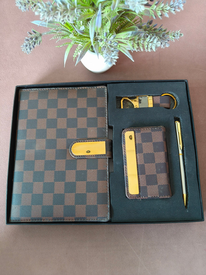 Premium 4-in-1 Personalized Diary Notebook with Metal Pen, Card Holder and Keychain | Gift Set for Men and Women | Personalised Gift Option for Husband, Father, Brother, Friends, Boss, Employee on Special Occassion