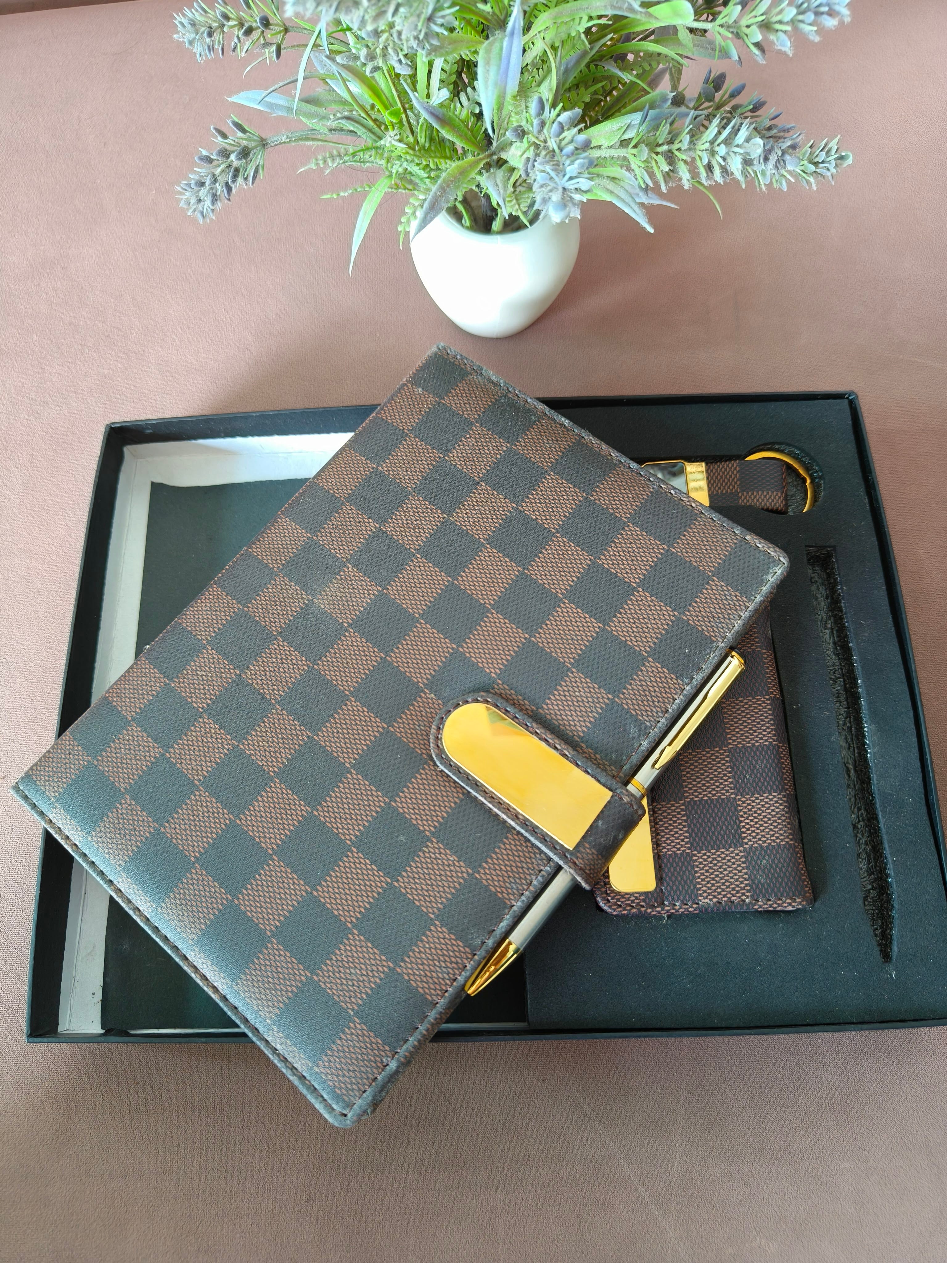 Premium 4-in-1 Personalized Diary Notebook with Metal Pen, Card Holder and Keychain | Gift Set for Men and Women | Personalised Gift Option for Husband, Father, Brother, Friends, Boss, Employee on Special Occassion