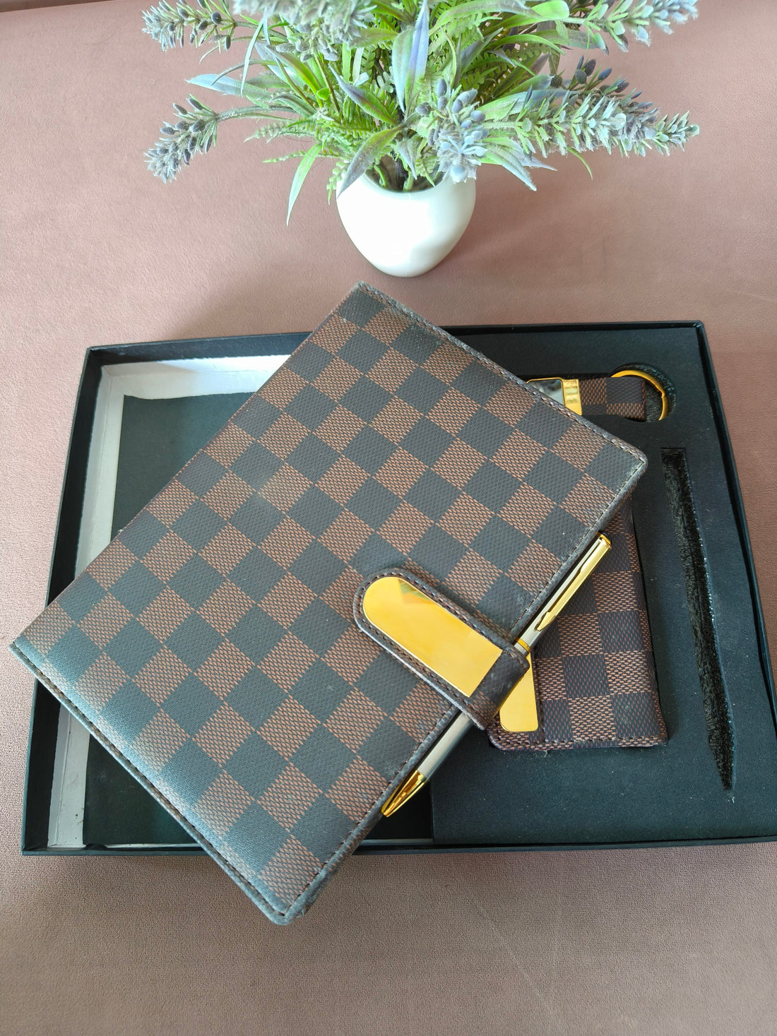 Premium 4-in-1 Personalized Diary Notebook with Metal Pen, Card Holder and Keychain | Gift Set for Men and Women | Personalised Gift Option for Husband, Father, Brother, Friends, Boss, Employee on Special Occassion