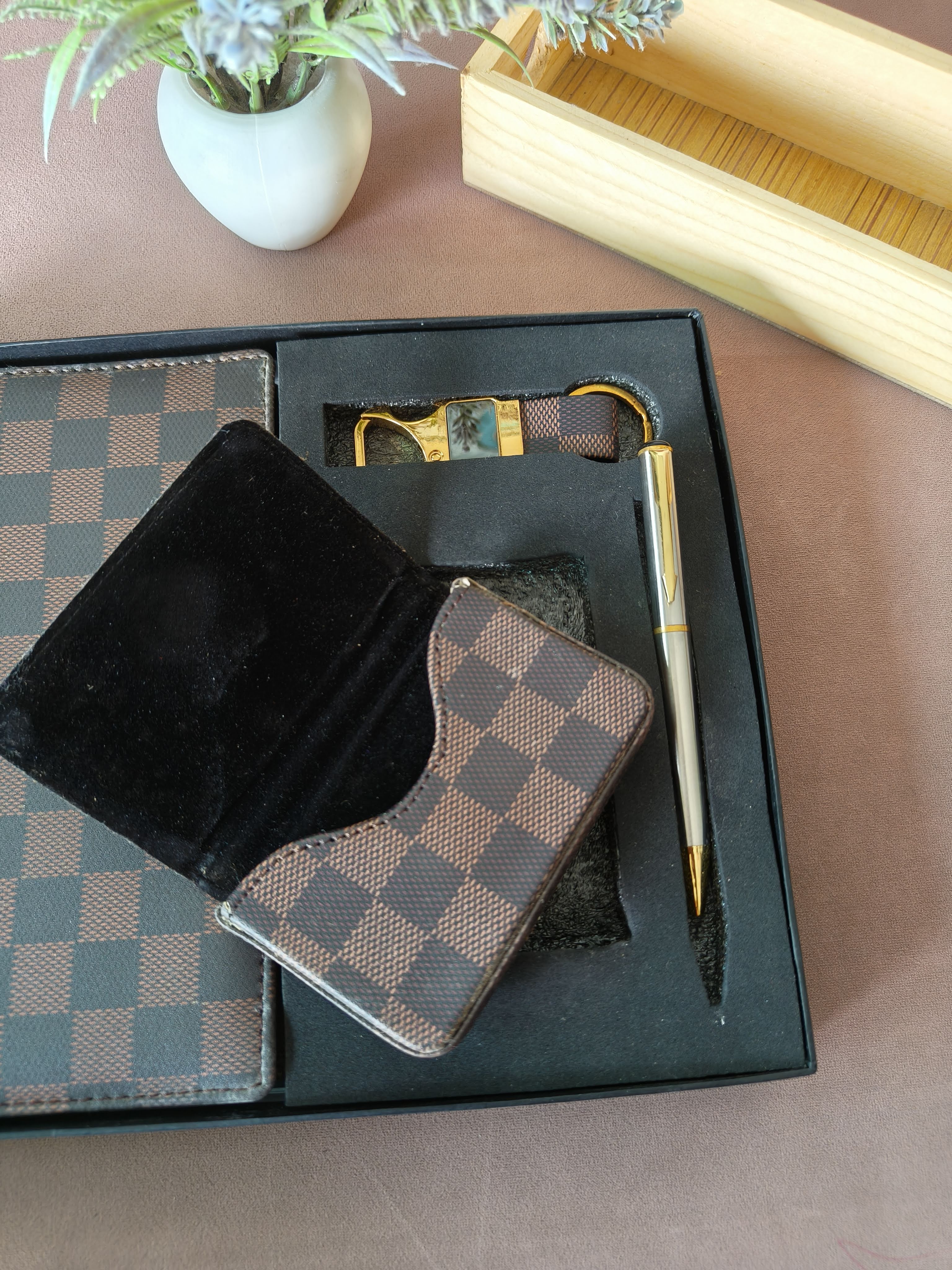 Premium 4-in-1 Personalized Diary Notebook with Metal Pen, Card Holder and Keychain | Gift Set for Men and Women | Personalised Gift Option for Husband, Father, Brother, Friends, Boss, Employee on Special Occassion