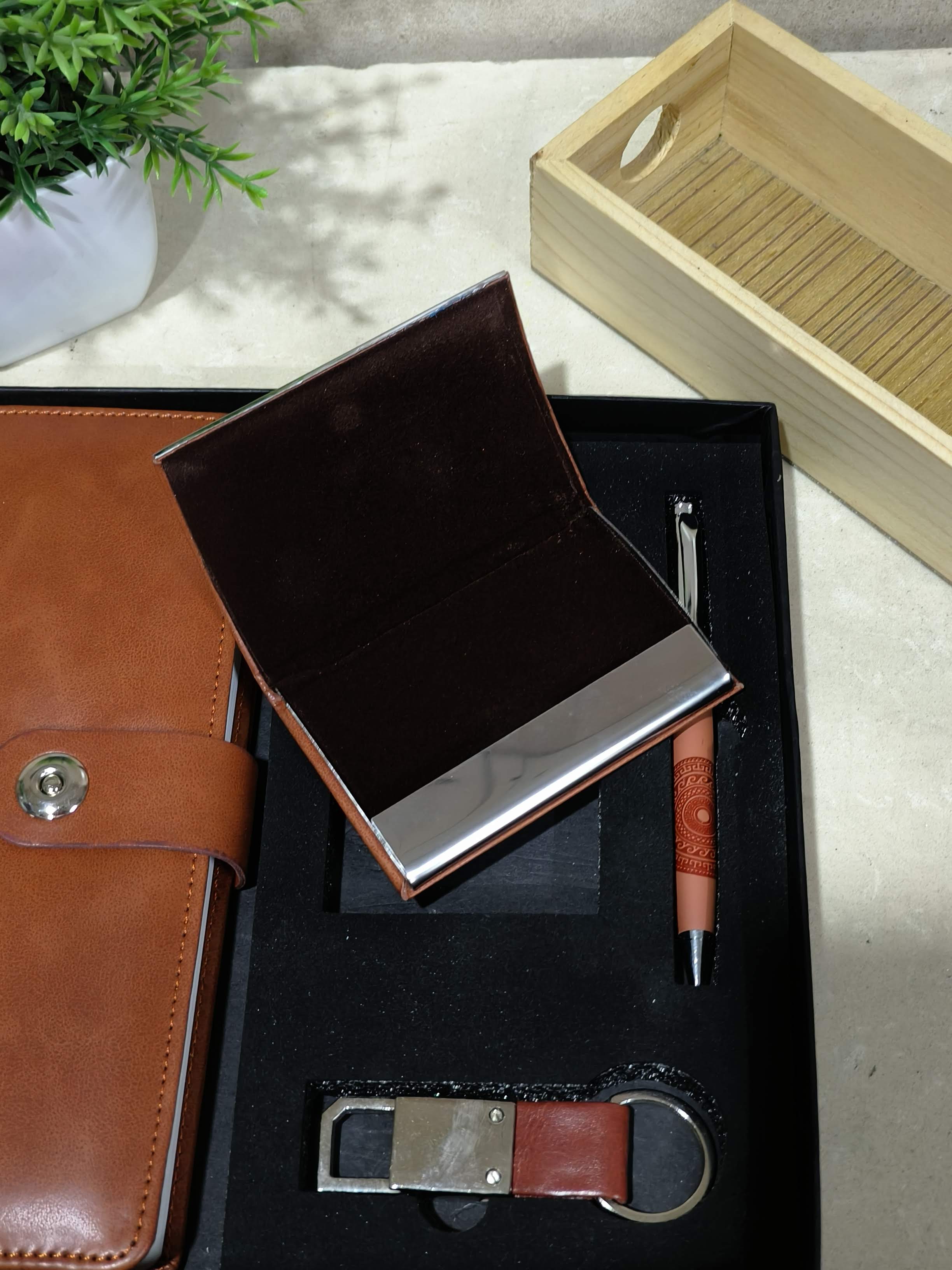 Premium Executive Gift Set with Pen, Diary, Keychain & Card Holder | Perfect Employee & Client Recognition Gift