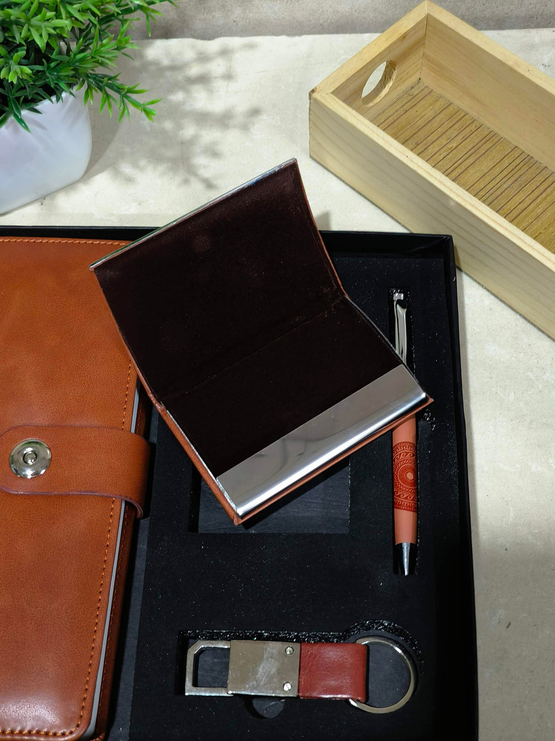 Premium Executive Gift Set with Pen, Diary, Keychain & Card Holder | Perfect Employee & Client Recognition Gift