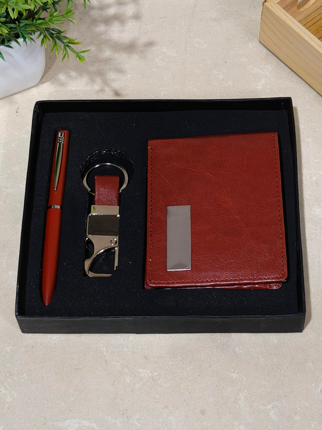 Wallet, Keychain & Pen Combo Gift Set for Men | Personalized Gifting Set | Premium Gifting Set for Birthday, Anniversary, Father's Day or Special Occassion
