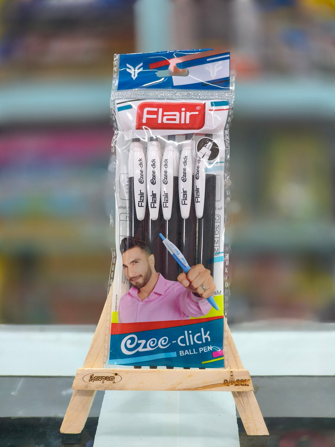 FLAIR Ezee Click Medium Point Ball Pen Pouch Pack | Retractable Mechanism With Comfortable Grip For Smooth Writing | Pack of 15 Pens