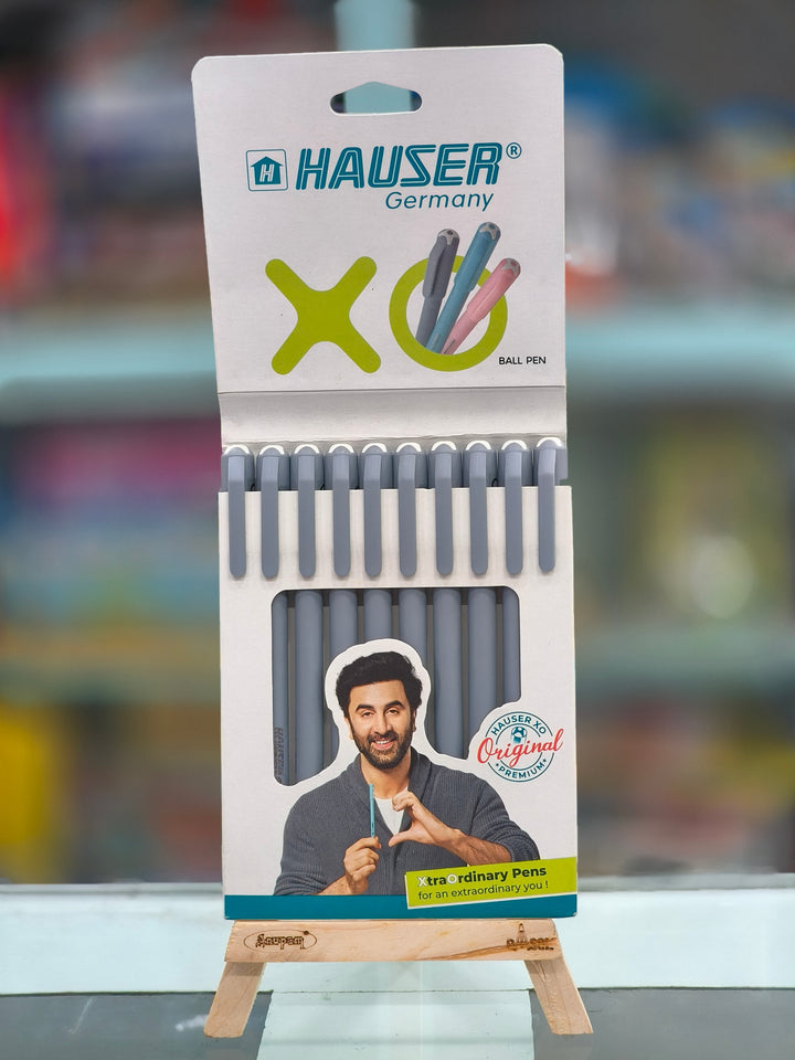 Hauser XO 0.6 mm Ball Pen Box Pack | Sleek Body & Minimalistic Design | Matt Finish & Solid Body Type | Low Viscosity Ink With Ultra Durable Tip | Pack of 10 Pens
