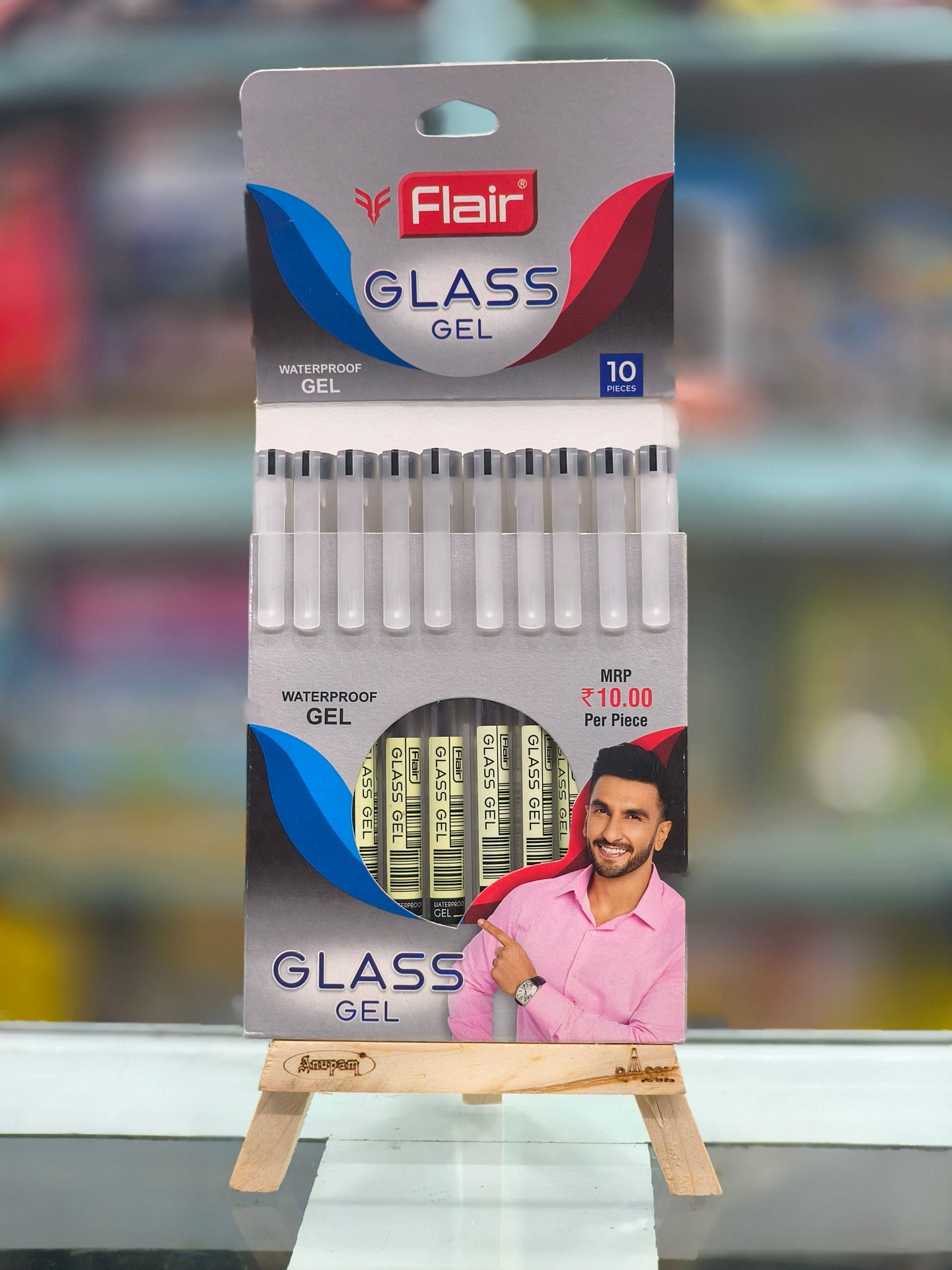 FLAIR Glass Gel Pen Wallet Pack | Tip Size 0.6 mm | Water Proof Ink For Smooth Flow System | Low-Viscosity Ink For Smudge Free Writing | Pack of 10