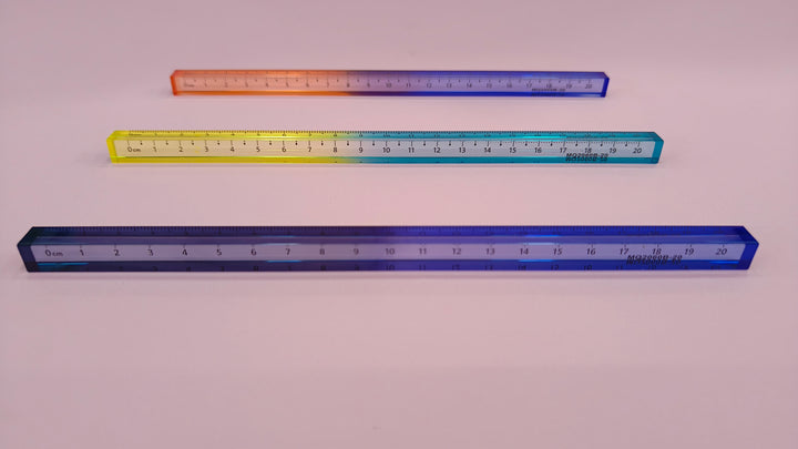 Cube Acrylic Ruler | Transparent Gradient Rulers | Lightweight Measuring Tool for Students, Adults, School, Classroom, Office (Assorted Rainbow Color, 20 cms) - 1 Pc