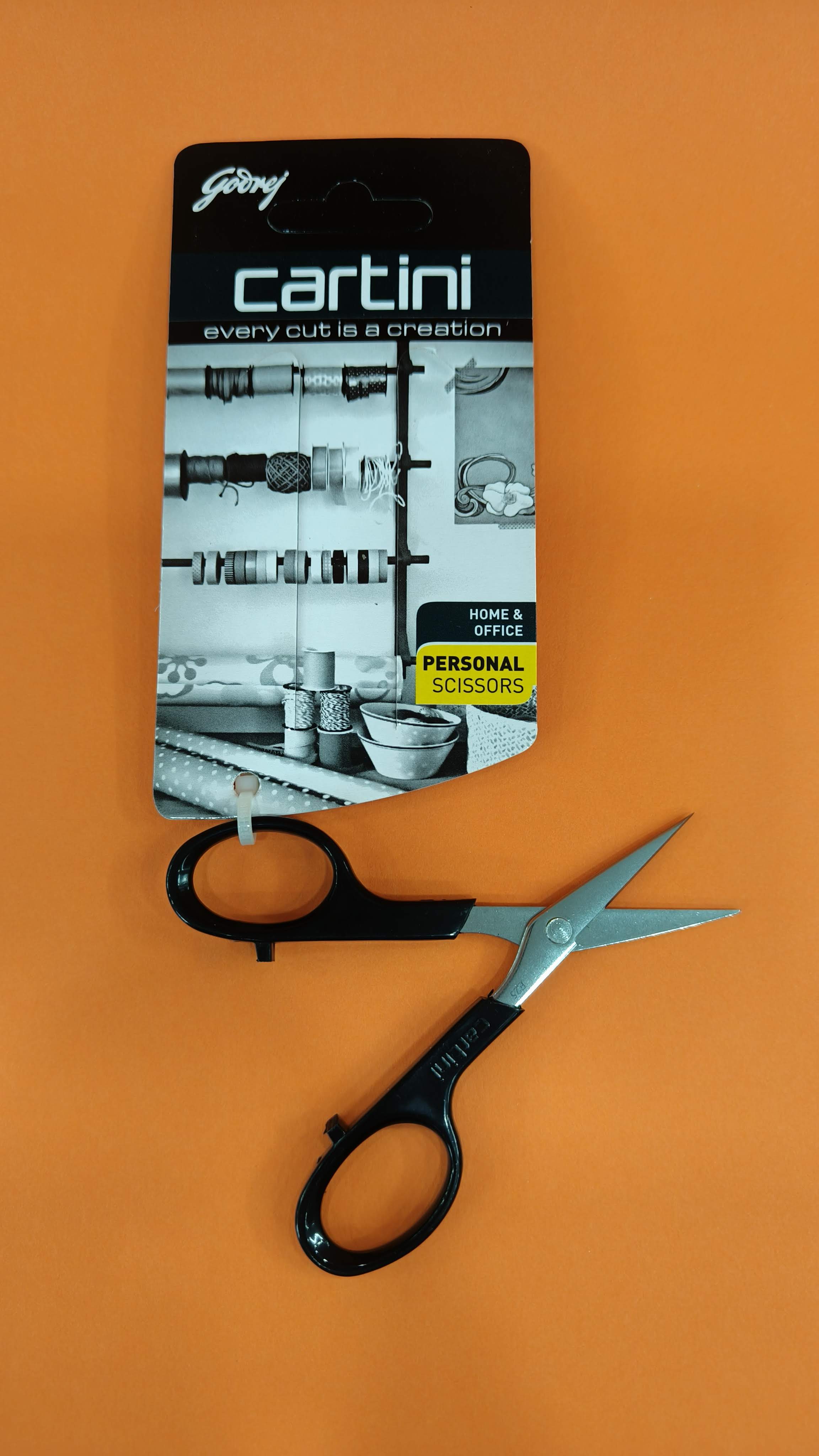 Godrej Cartini Personal Scissors | Silver | Black | 10.5 x 5.3 Centimeters