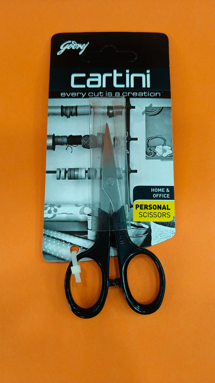 Godrej Cartini Personal Scissors | Silver | Black | 10.5 x 5.3 Centimeters