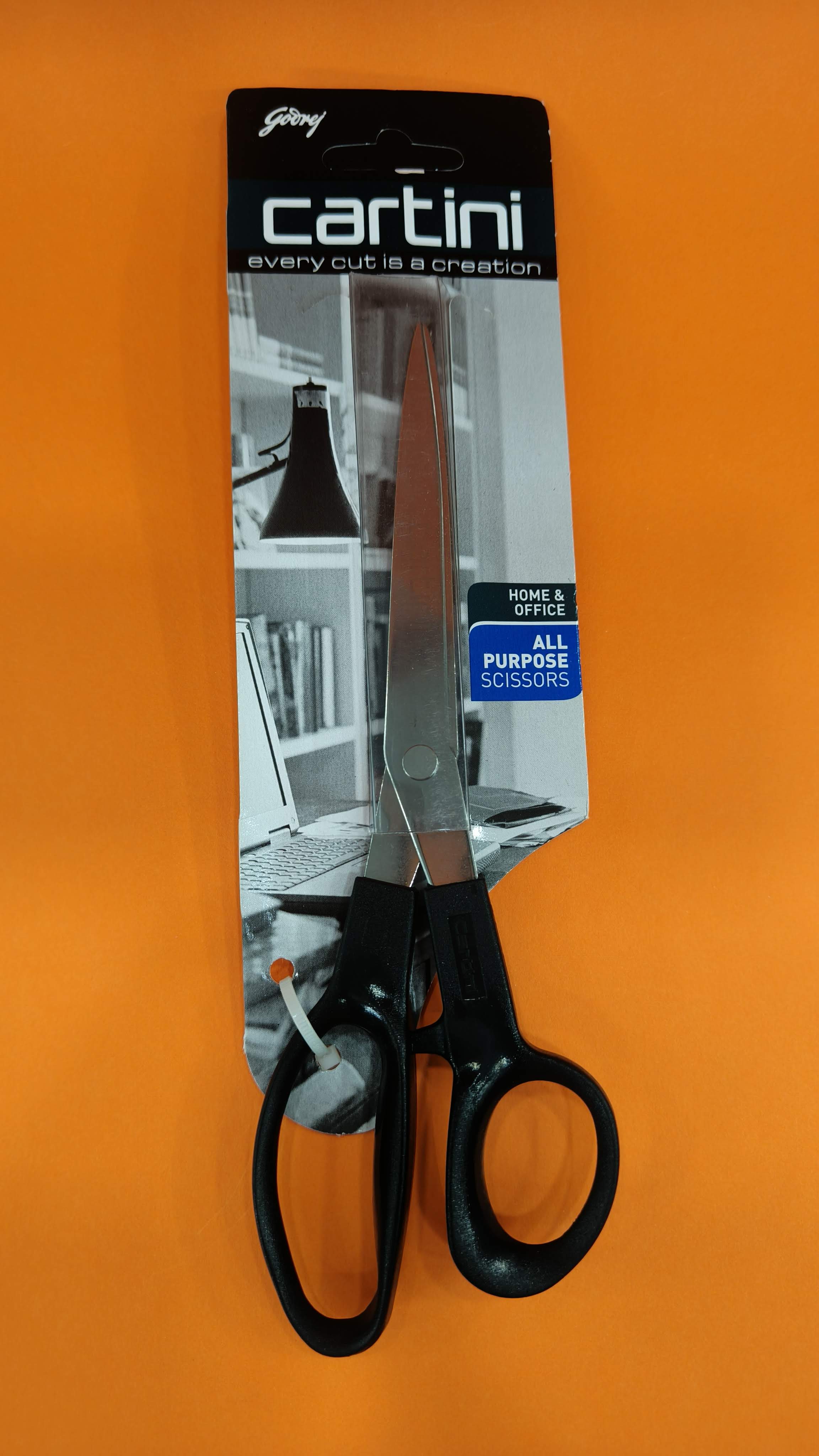 Godrej Cartini All Purpose Scissors | Black | 21 x 7.2 Centimeters