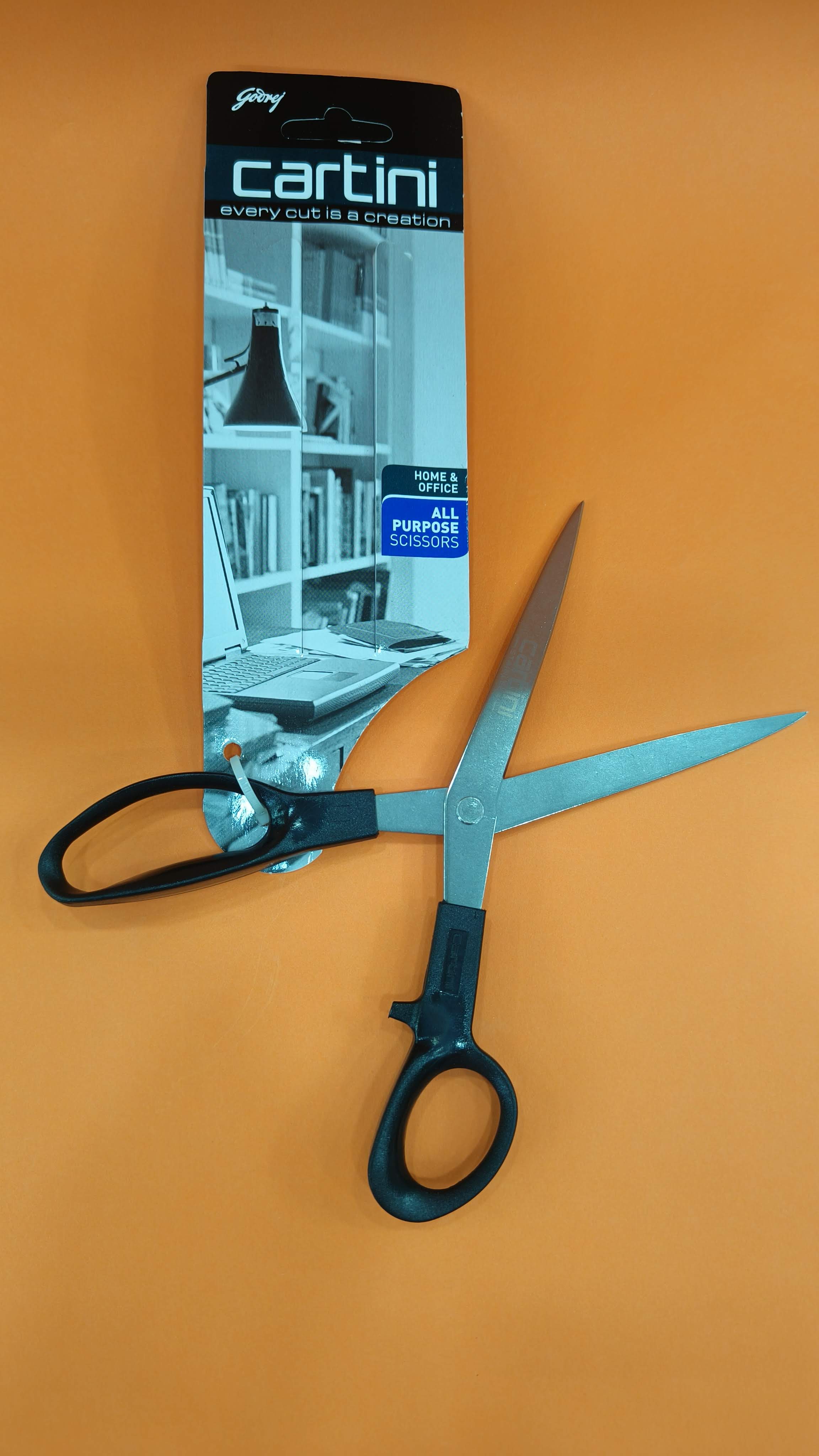 Godrej Cartini All Purpose Scissors | Black | 21 x 7.2 Centimeters