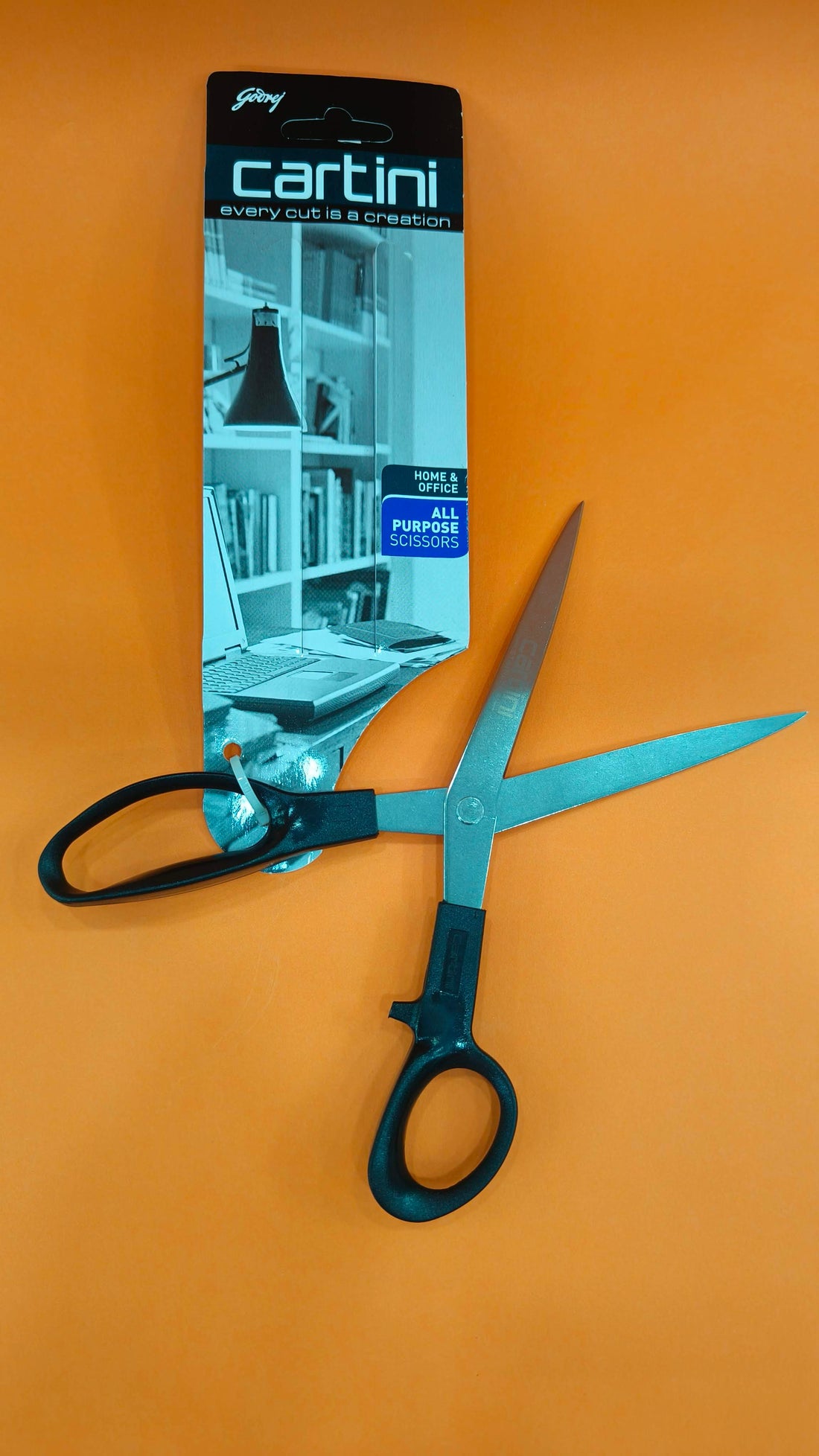 Godrej Cartini All Purpose Scissors | Black | 21 x 7.2 Centimeters