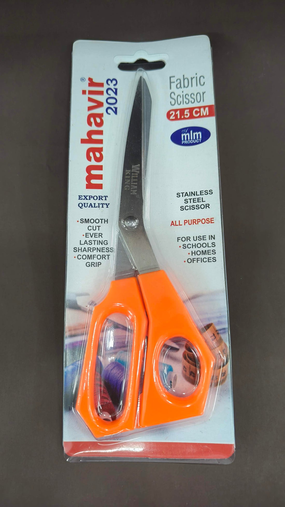 Mahavir Fabric Scissors | Stainless Steel | Ergonomic Design | 21.5 cm Length | For Office, Home,  School  Sewing Craft Project