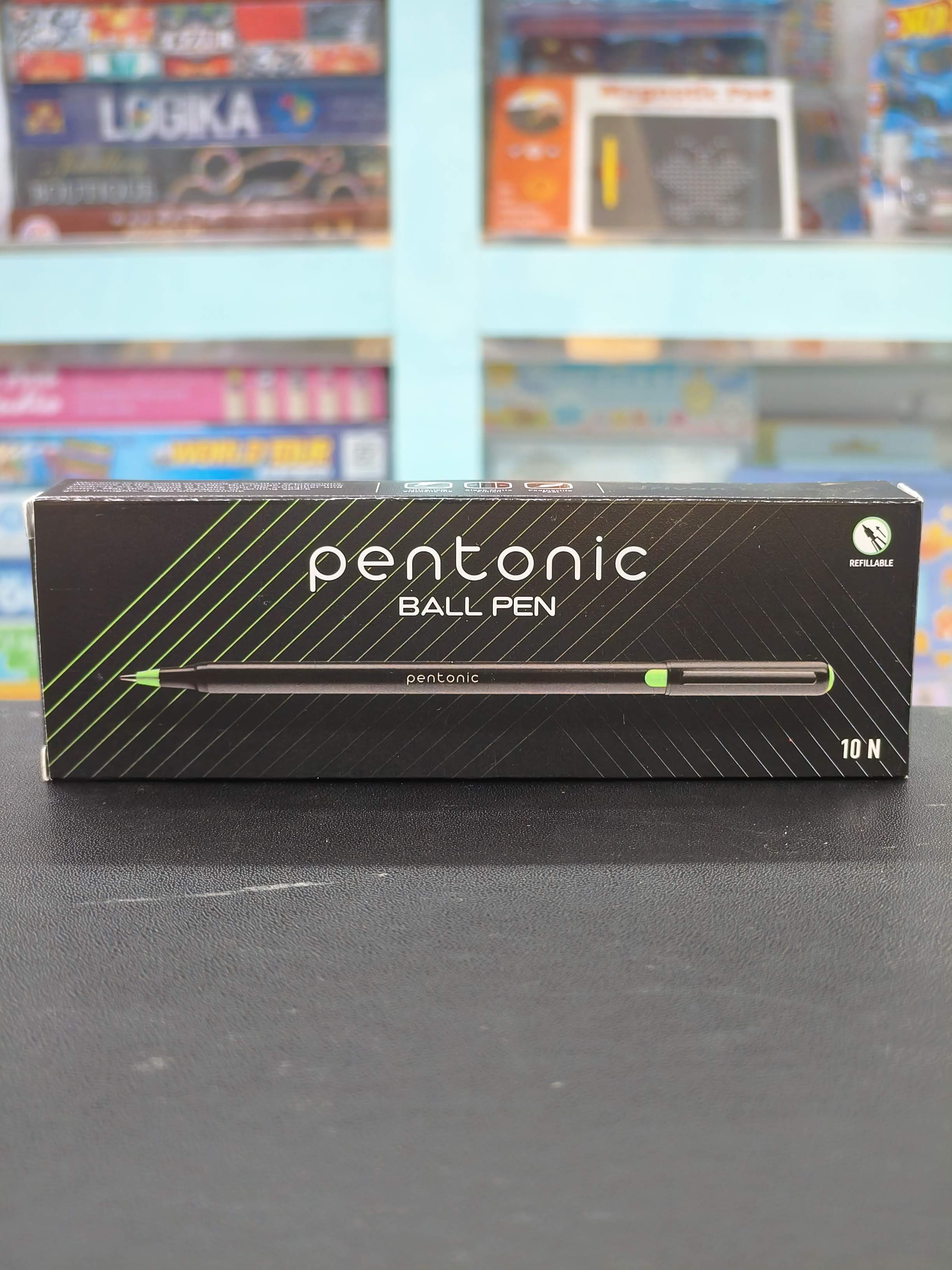 Pentonic 0.7 mm Ball Pen Blister Pack | Black Body | Pink Ink | Set of 10 Pens