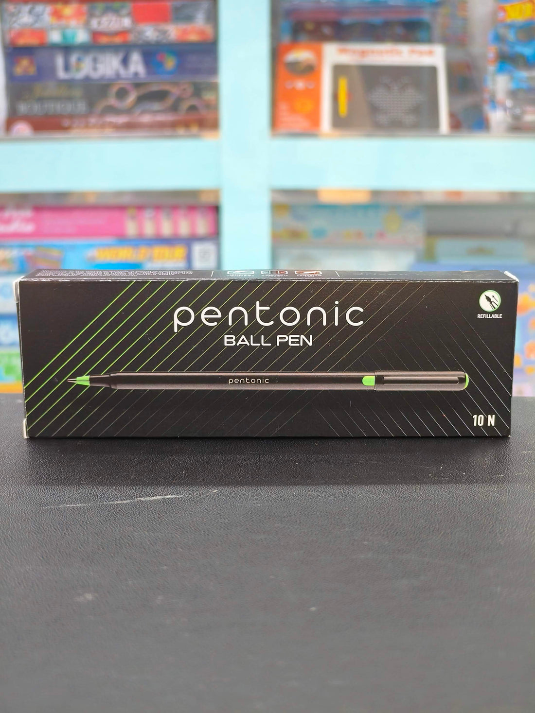 Pentonic 0.7 mm Ball Pen Blister Pack | Black Body | Pink Ink | Set of 10 Pens